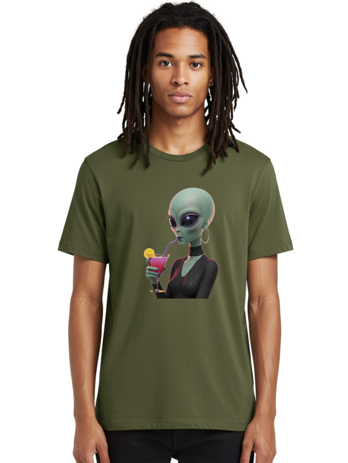 Alien-Drinking-Cocktail Men'S Graphic Tee, 100% Cotton, Comfortable Casual Summer Wear, Machine Washable, Vintage Camera, Old Camera, Antique Camera, Black Camera, Classic Photography, Photography Equipment, Nostalgic Device, Film Camera, Bal685 18