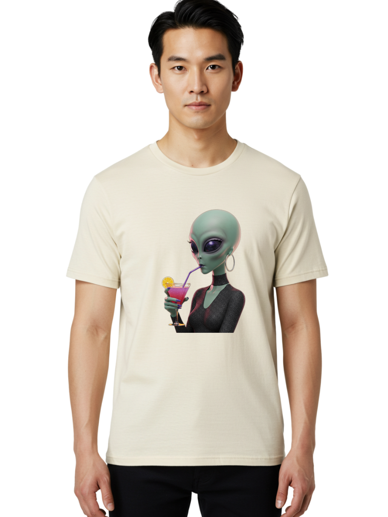 Alien-Drinking-Cocktail Men'S Graphic Tee, 100% Cotton, Comfortable Casual Summer Wear, Machine Washable, Vintage Camera, Old Camera, Antique Camera, Black Camera, Classic Photography, Photography Equipment, Nostalgic Device, Film Camera, Bal685 30