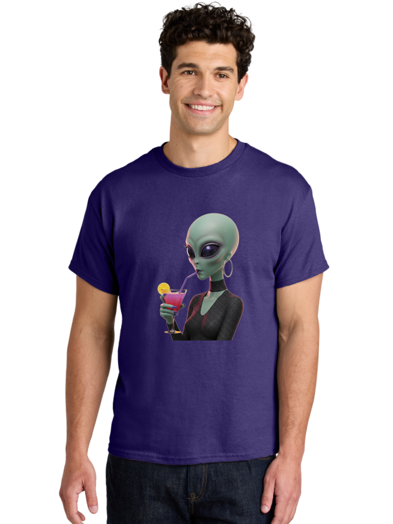 Alien-Drinking-Cocktail Men'S Graphic Tee, 100% Cotton, Comfortable Casual Summer Wear, Machine Washable, Vintage Camera, Old Camera, Antique Camera, Black Camera, Classic Photography, Photography Equipment, Nostalgic Device, Film Camera, Bal685 21