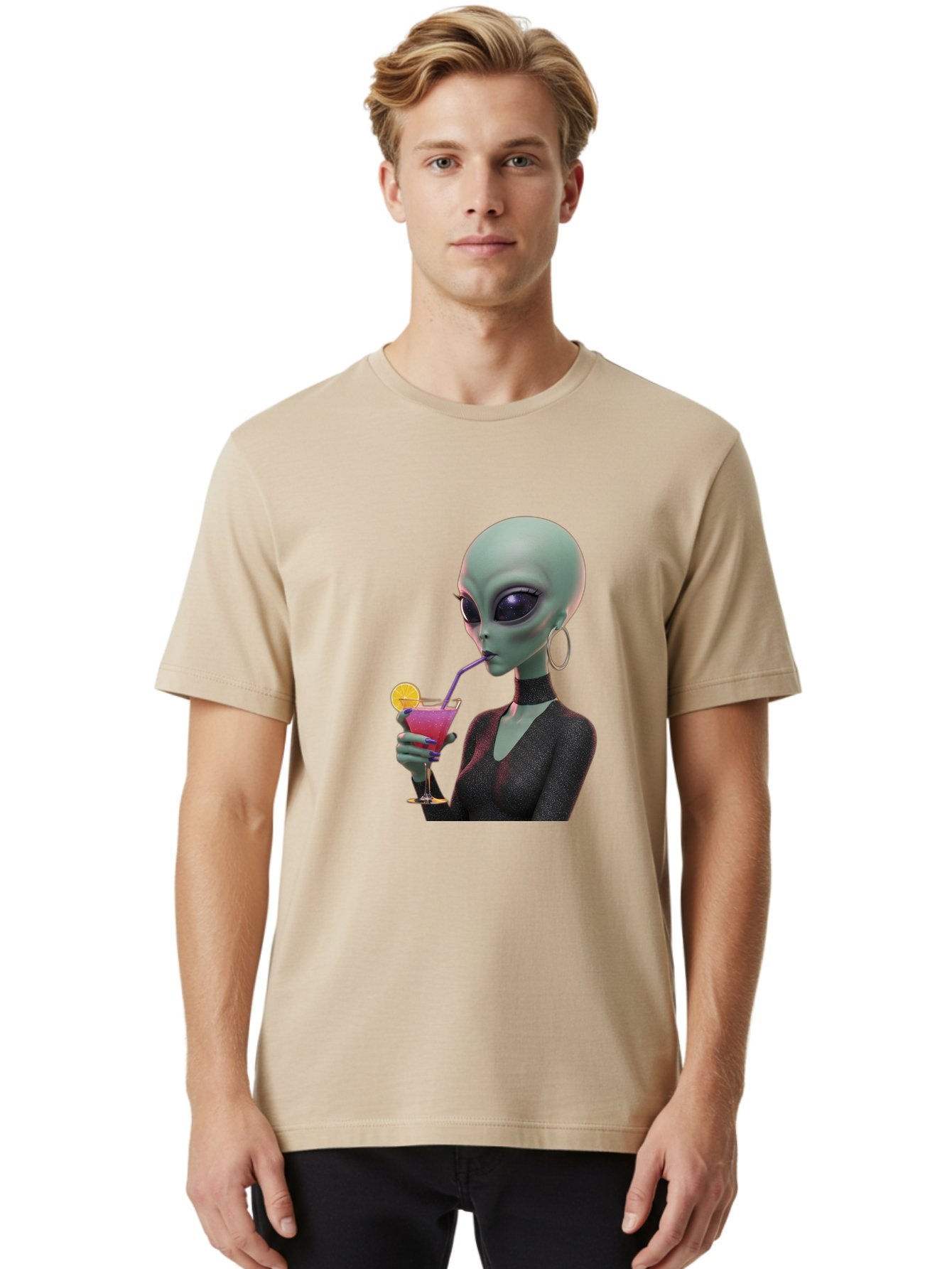 Alien-Drinking-Cocktail Men'S Graphic Tee, 100% Cotton, Comfortable Casual Summer Wear, Machine Washable, Vintage Camera, Old Camera, Antique Camera, Black Camera, Classic Photography, Photography Equipment, Nostalgic Device, Film Camera, Bal685 23
