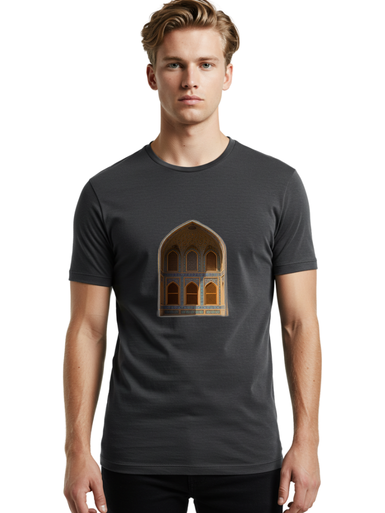 Arched-Building-Facade Men'S Graphic Tee, 100% Cotton, Comfortable Casual Summer Wear, Machine Washable, Vintage Camera, Old Camera, Antique Camera, Black Camera, Classic Photography, Photography Equipment, Nostalgic Device, Film Camera, Bal712 17