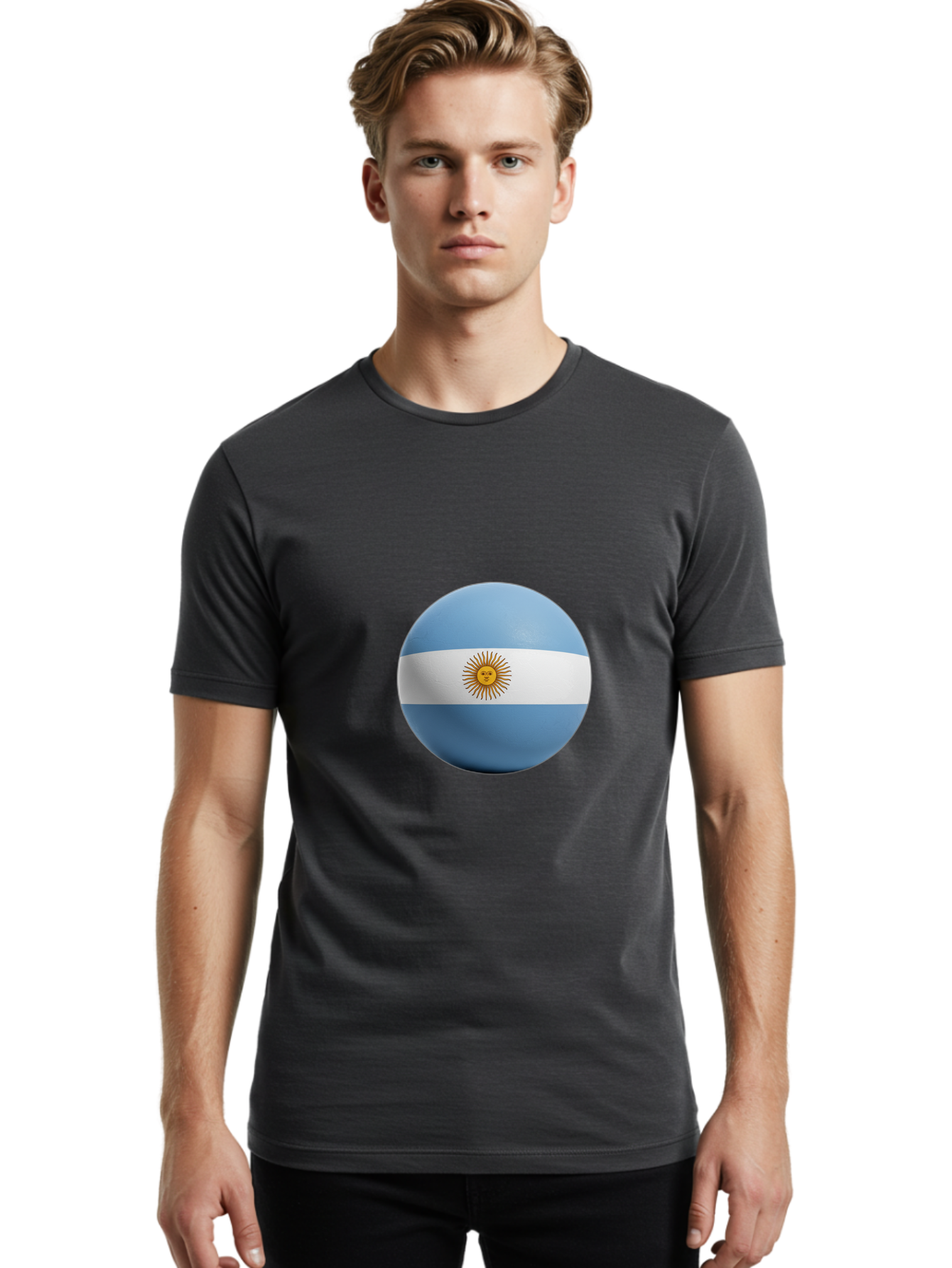 Argentina-Flag-Sphere Men'S Graphic Tee, 100% Cotton, Comfortable Casual Summer Wear, Machine Washable, Vintage Camera, Old Camera, Antique Camera, Black Camera, Classic Photography, Photography Equipment, Nostalgic Device, Film Camera, Bal713 30