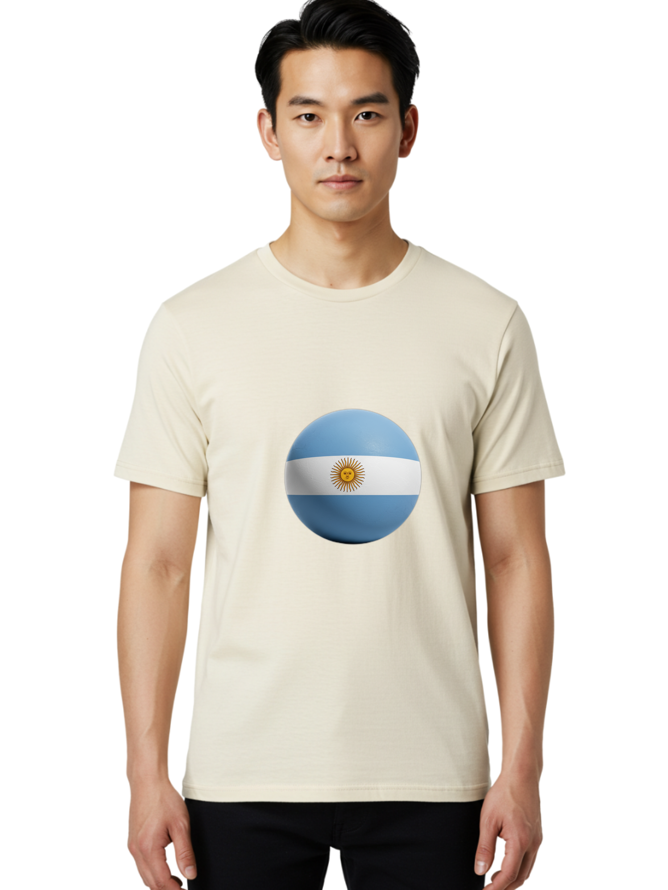 Argentina-Flag-Sphere Men'S Graphic Tee, 100% Cotton, Comfortable Casual Summer Wear, Machine Washable, Vintage Camera, Old Camera, Antique Camera, Black Camera, Classic Photography, Photography Equipment, Nostalgic Device, Film Camera, Bal713 17