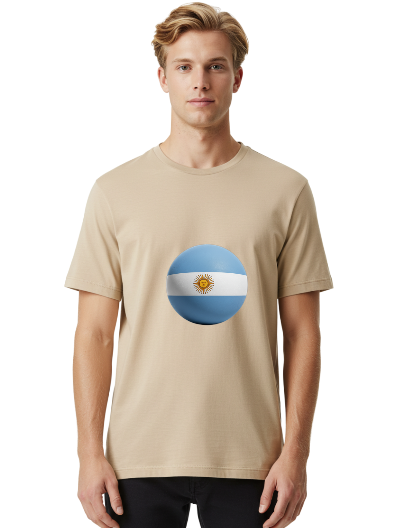 Argentina-Flag-Sphere Men'S Graphic Tee, 100% Cotton, Comfortable Casual Summer Wear, Machine Washable, Vintage Camera, Old Camera, Antique Camera, Black Camera, Classic Photography, Photography Equipment, Nostalgic Device, Film Camera, Bal713 20