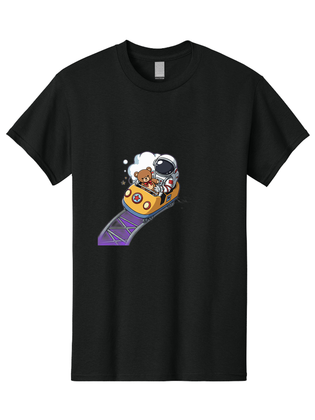Astronaut-And-Teddy-Bear-Rollercoaster-Ride Men'S Graphic Tee, 100% Cotton, Comfortable Casual Summer Wear, Machine Washable, Vintage Camera, Old Camera, Antique Camera, Black Camera, Classic Photography, Photography Equipment, Bal726
