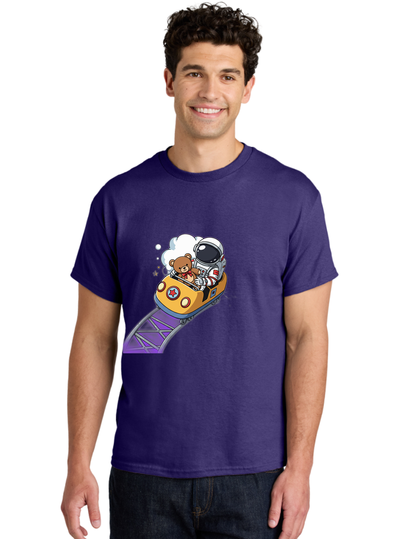 Astronaut-And-Teddy-Bear-Rollercoaster-Ride Men'S Graphic Tee, 100% Cotton, Comfortable Casual Summer Wear, Machine Washable, Vintage Camera, Old Camera, Antique Camera, Black Camera, Classic Photography, Photography Equipment, Bal726 18