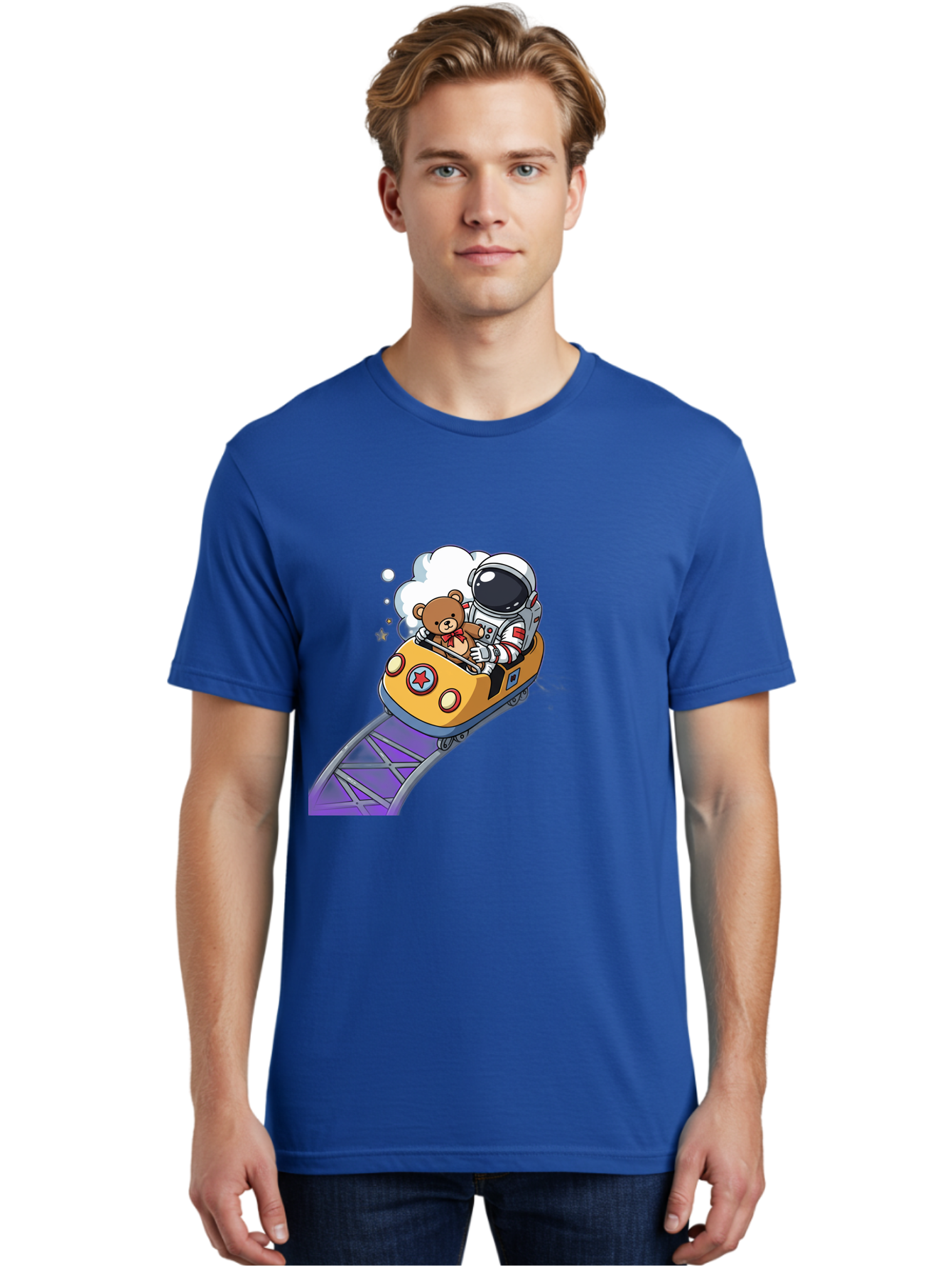 Astronaut-And-Teddy-Bear-Rollercoaster-Ride Men'S Graphic Tee, 100% Cotton, Comfortable Casual Summer Wear, Machine Washable, Vintage Camera, Old Camera, Antique Camera, Black Camera, Classic Photography, Photography Equipment, Bal726 21
