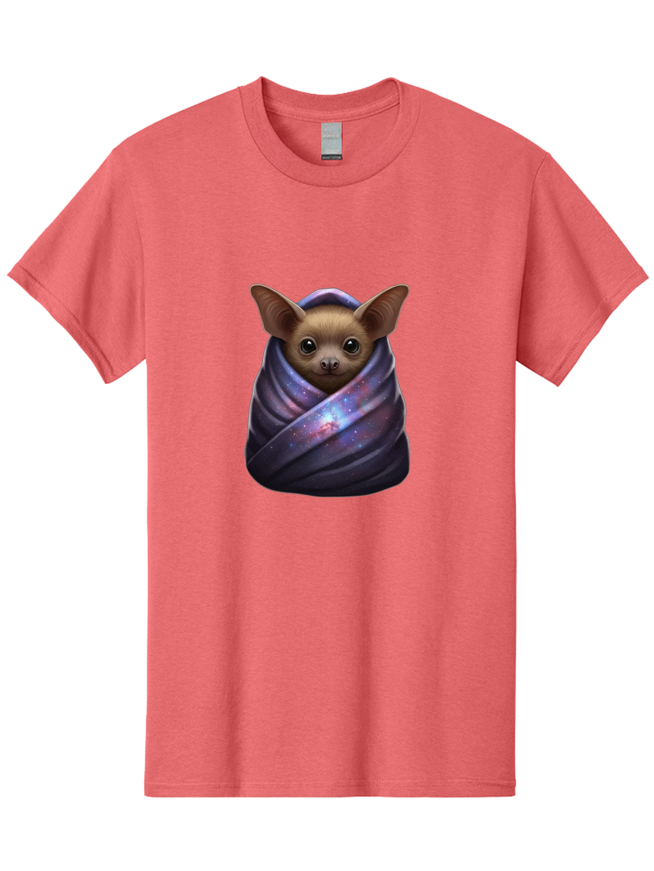 Bat-Wrapped-In-Galaxy-Blanket-1 Men'S Graphic Tee, 100% Cotton, Comfortable Casual Summer Wear, Machine Washable, Vintage Camera, Old Camera, Antique Camera, Black Camera, Classic Photography, Photography Equipment, Nostalgic Device, Bal768