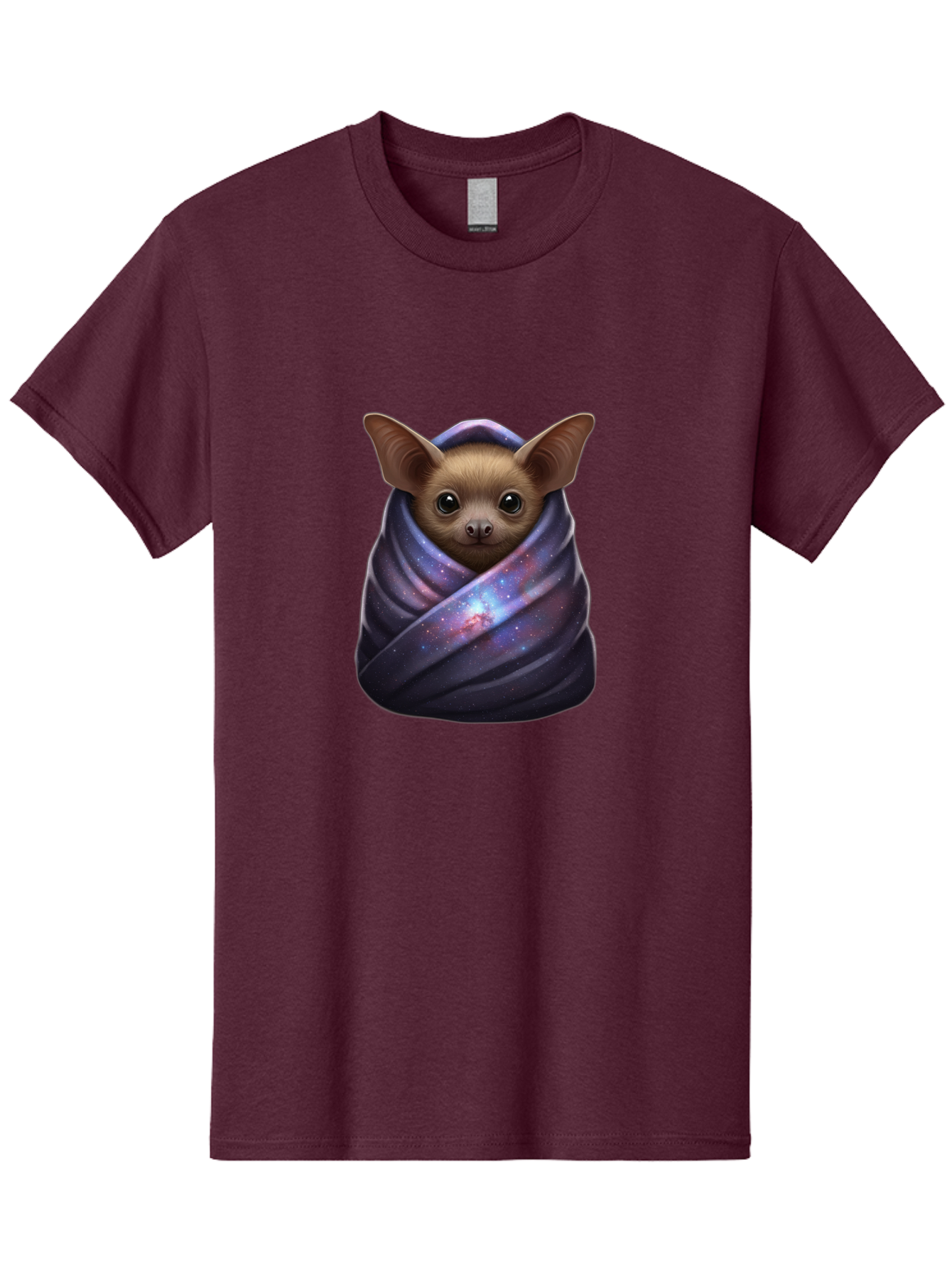 Bat-Wrapped-In-Galaxy-Blanket-1 Men'S Graphic Tee, 100% Cotton, Comfortable Casual Summer Wear, Machine Washable, Vintage Camera, Old Camera, Antique Camera, Black Camera, Classic Photography, Photography Equipment, Nostalgic Device, Bal768