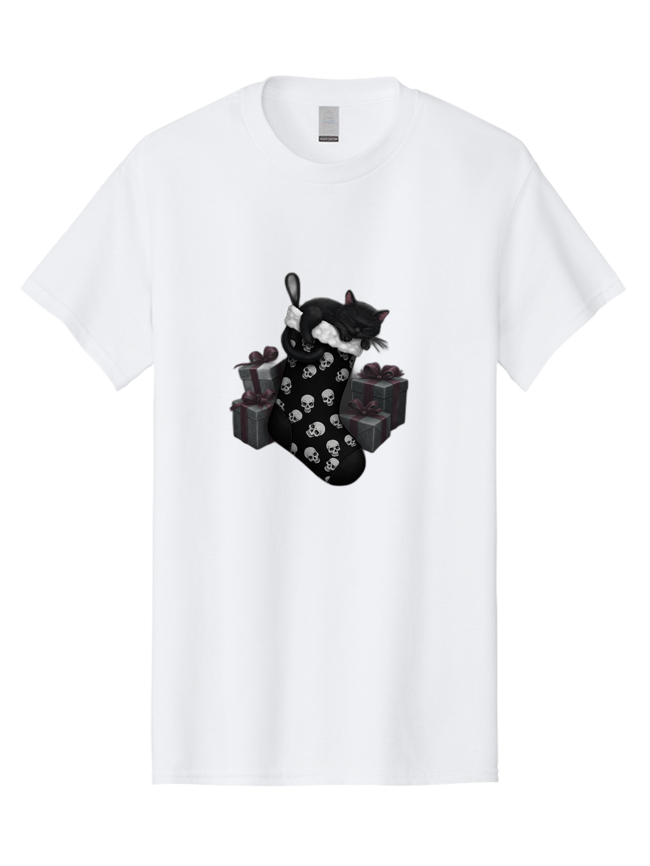 Black-Cat-In-Christmas-Stocking Men'S Graphic Tee, 100% Cotton, Comfortable Casual Summer Wear, Machine Washable, Vintage Camera, Old Camera, Antique Camera, Black Camera, Classic Photography, Photography Equipment, Nostalgic Device, Bal803