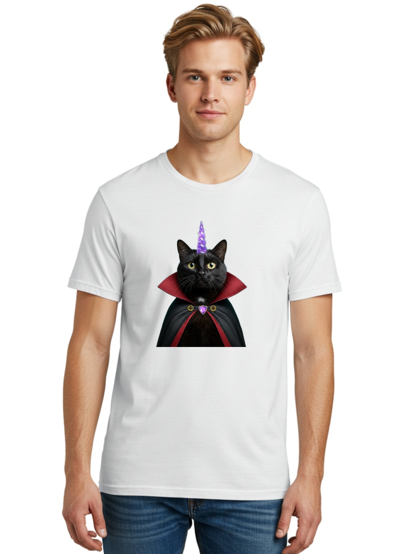 Black-Cat-Unicorn-1 Men'S Graphic Tee, 100% Cotton, Comfortable Casual Summer Wear, Machine Washable, Vintage Camera, Old Camera, Antique Camera, Black Camera, Classic Photography, Photography Equipment, Nostalgic Device, Film Camera, Bal806 20