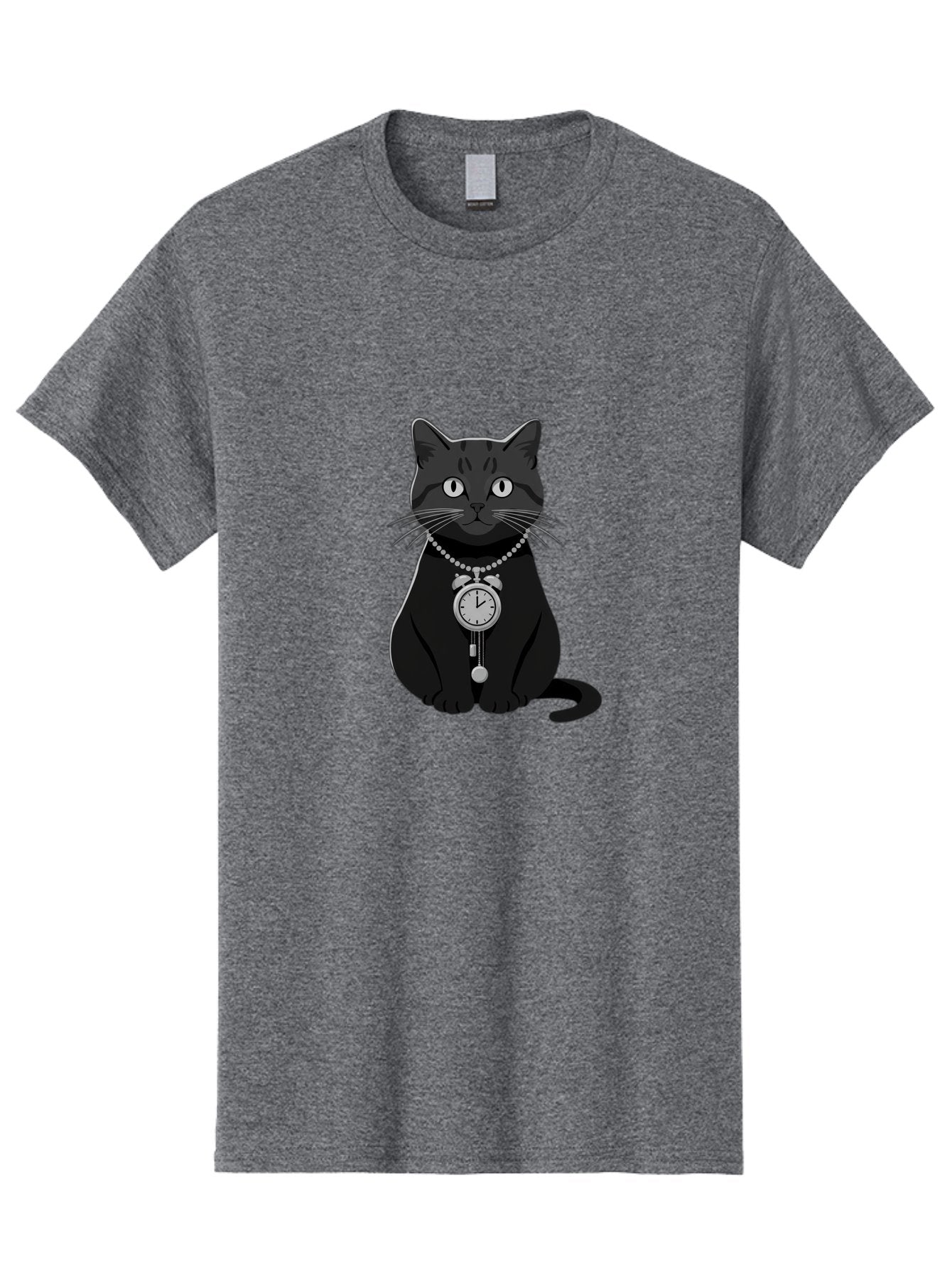 Black-Cat-With-Pocket-Watch Men'S Graphic Tee, 100% Cotton, Comfortable Casual Summer Wear, Machine Washable, Vintage Camera, Old Camera, Antique Camera, Black Camera, Classic Photography, Photography Equipment, Nostalgic Device, Film Camera, Bal812 7