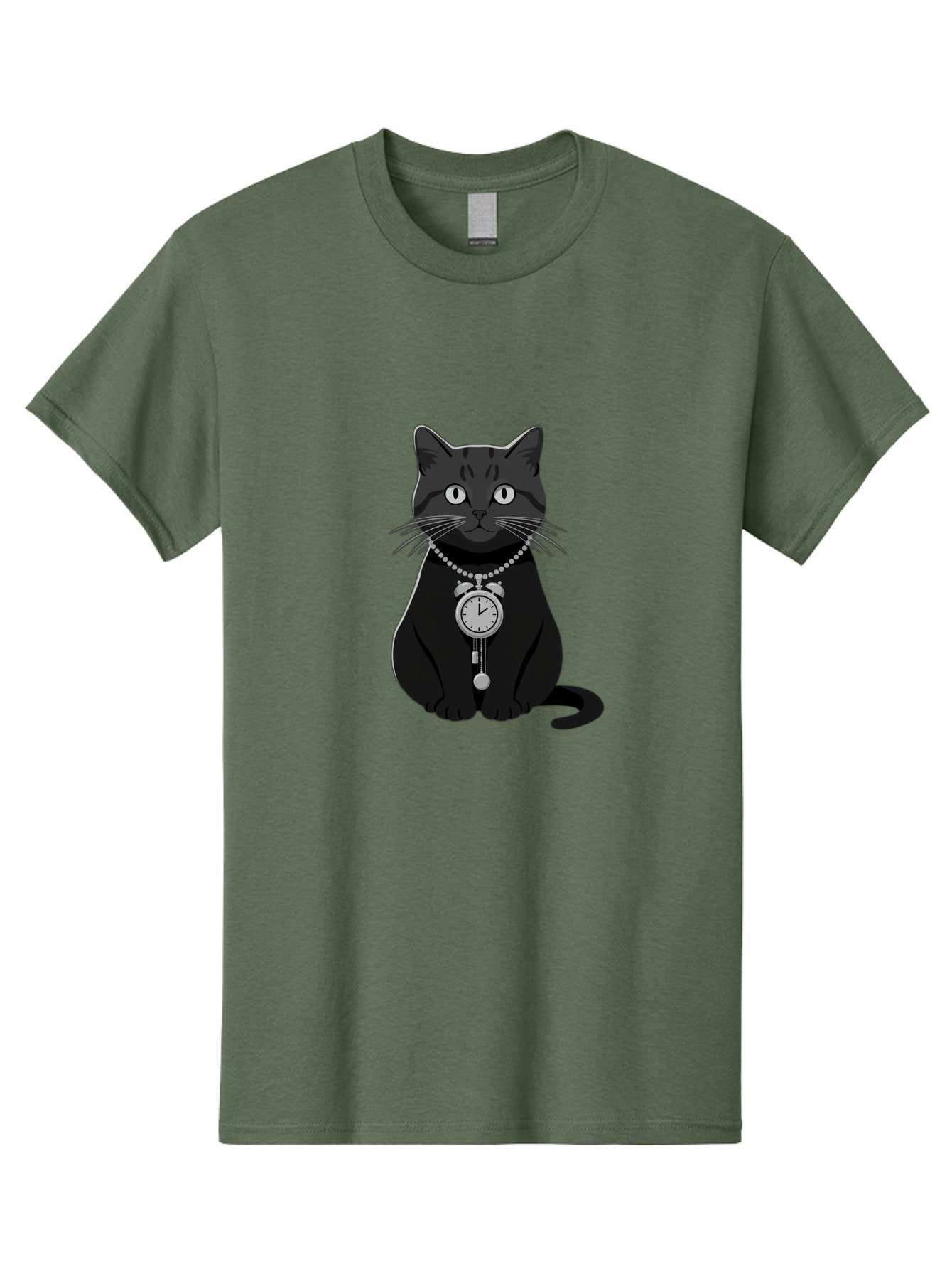 Black-Cat-With-Pocket-Watch Men'S Graphic Tee, 100% Cotton, Comfortable Casual Summer Wear, Machine Washable, Vintage Camera, Old Camera, Antique Camera, Black Camera, Classic Photography, Photography Equipment, Nostalgic Device, Film Camera, Bal812 8