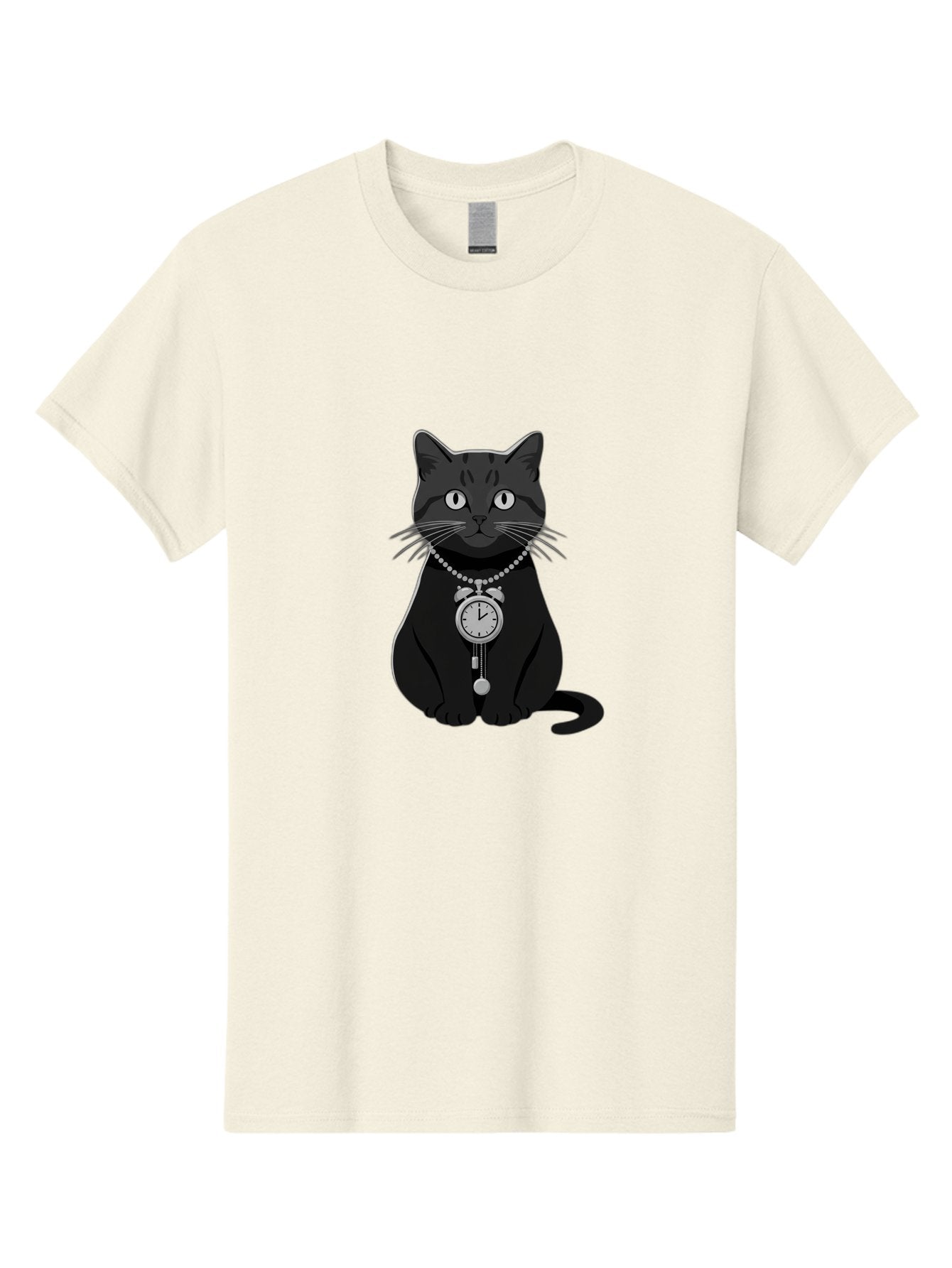 Black-Cat-With-Pocket-Watch Men'S Graphic Tee, 100% Cotton, Comfortable Casual Summer Wear, Machine Washable, Vintage Camera, Old Camera, Antique Camera, Black Camera, Classic Photography, Photography Equipment, Nostalgic Device, Film Camera, Bal812