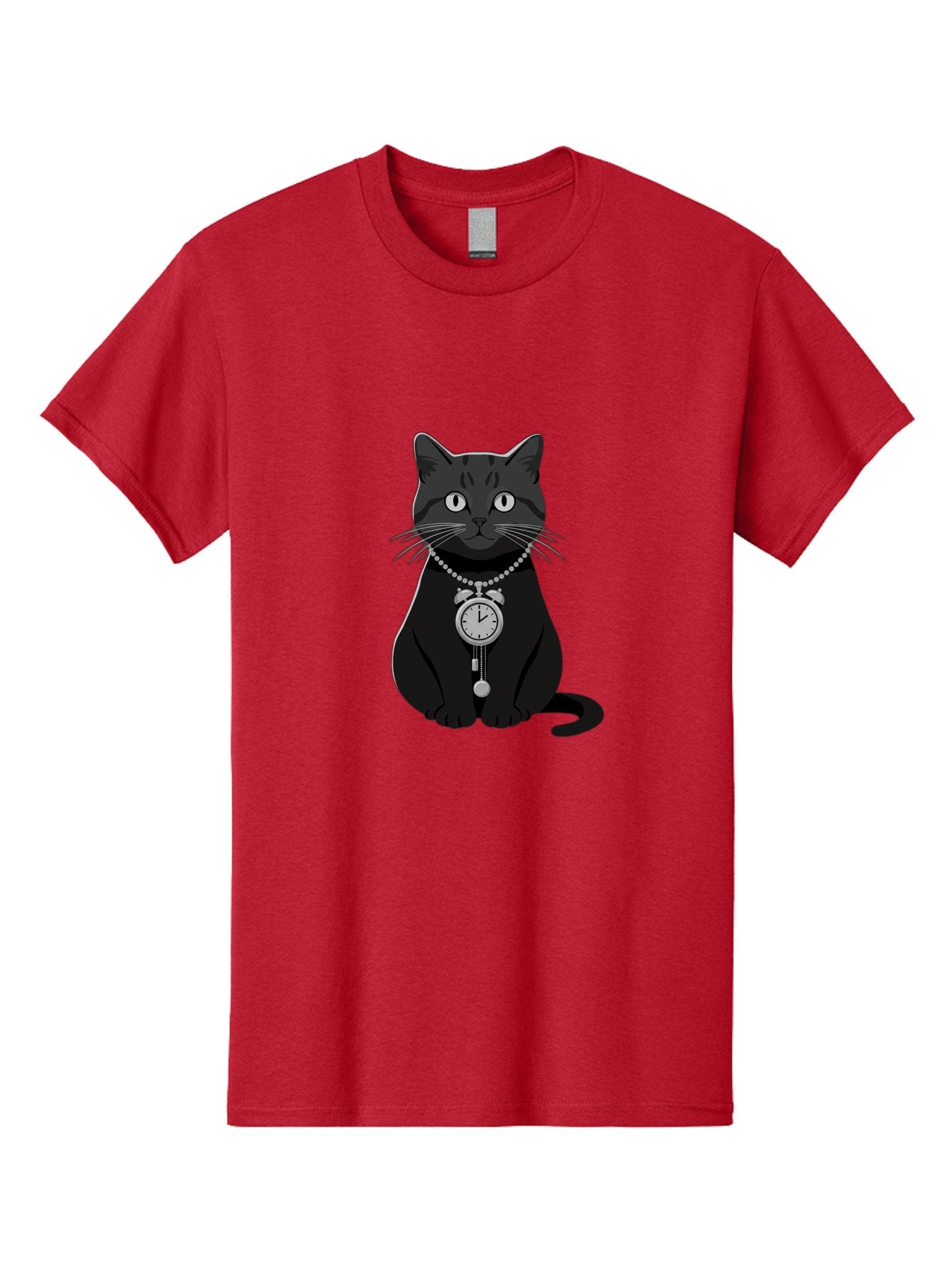 Black-Cat-With-Pocket-Watch Men'S Graphic Tee, 100% Cotton, Comfortable Casual Summer Wear, Machine Washable, Vintage Camera, Old Camera, Antique Camera, Black Camera, Classic Photography, Photography Equipment, Nostalgic Device, Film Camera, Bal812 6