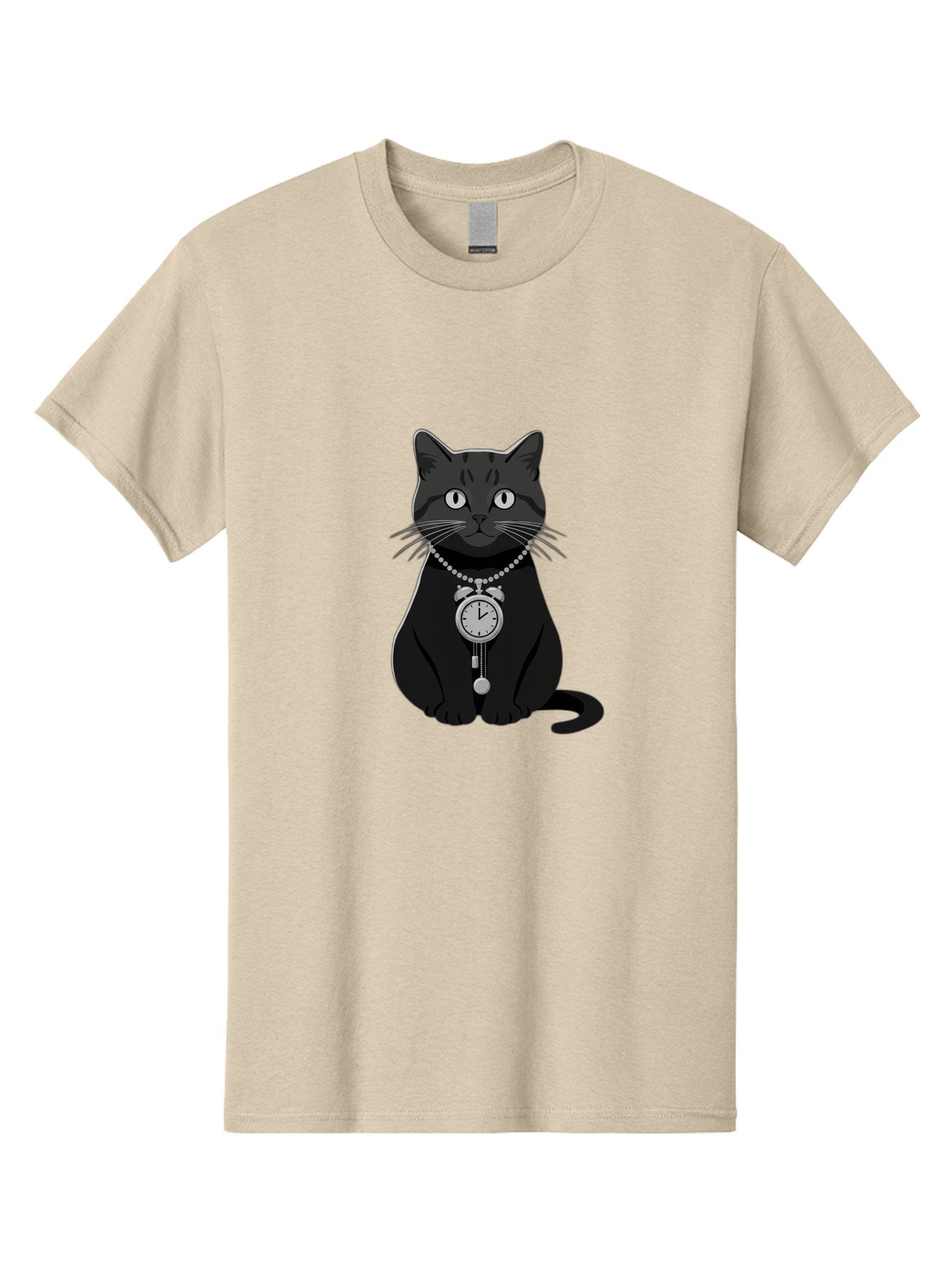 Black-Cat-With-Pocket-Watch Men'S Graphic Tee, 100% Cotton, Comfortable Casual Summer Wear, Machine Washable, Vintage Camera, Old Camera, Antique Camera, Black Camera, Classic Photography, Photography Equipment, Nostalgic Device, Film Camera, Bal812 12