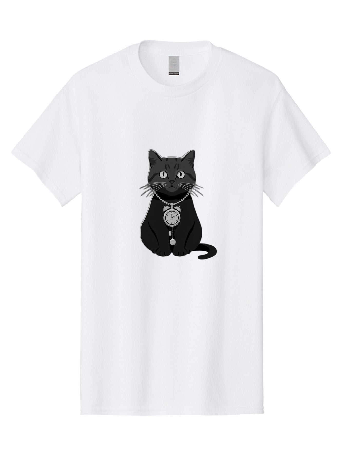 Black-Cat-With-Pocket-Watch Men'S Graphic Tee, 100% Cotton, Comfortable Casual Summer Wear, Machine Washable, Vintage Camera, Old Camera, Antique Camera, Black Camera, Classic Photography, Photography Equipment, Nostalgic Device, Film Camera, Bal812 11