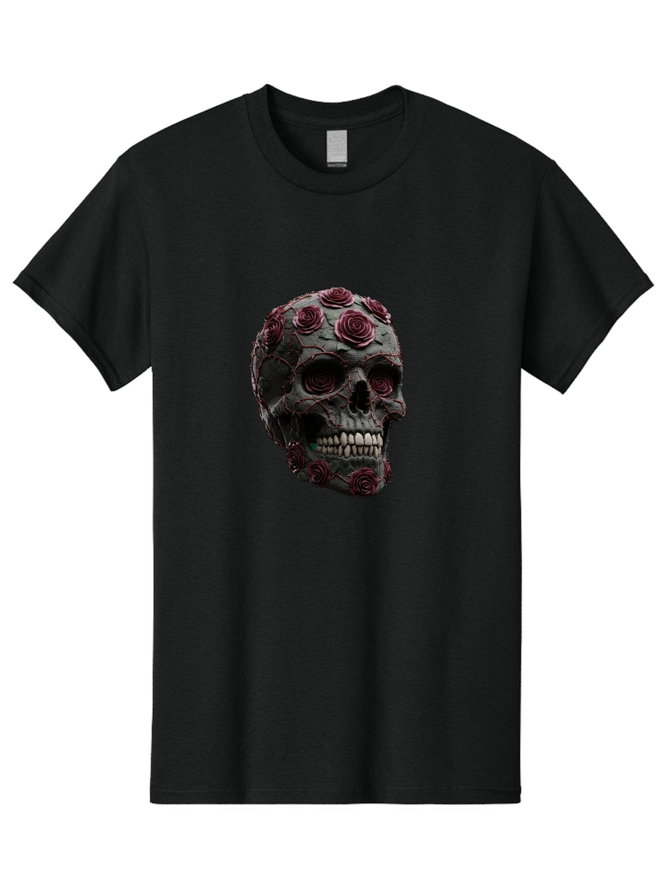 Black-Skull-With-Roses-3 Men'S Graphic Tee, 100% Cotton, Comfortable Casual Summer Wear, Machine Washable, Vintage Camera, Old Camera, Antique Camera, Black Camera, Classic Photography, Photography Equipment, Nostalgic Device, Film Camera, Bal826 6