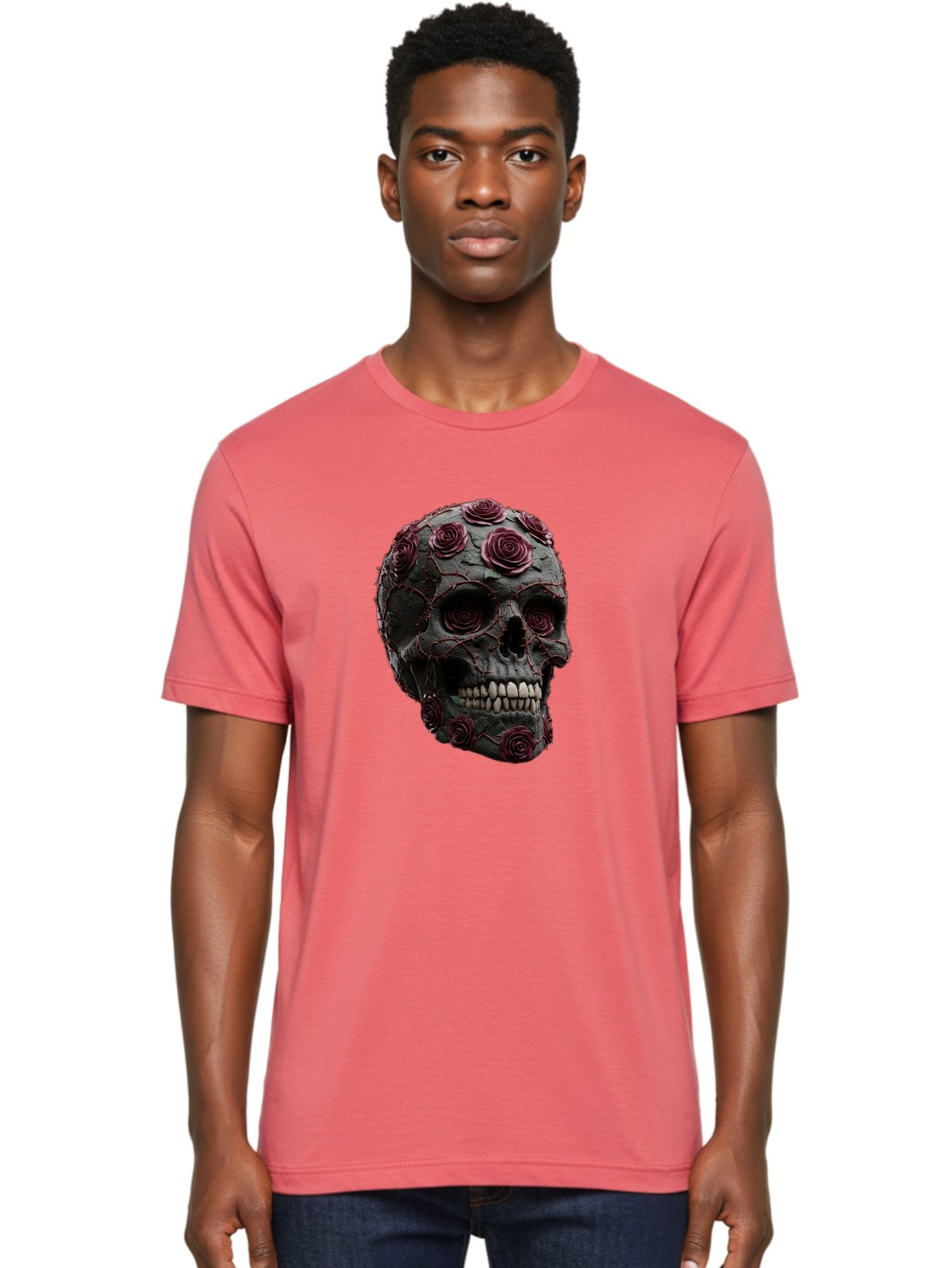 Black-Skull-With-Roses-3 Men'S Graphic Tee, 100% Cotton, Comfortable Casual Summer Wear, Machine Washable, Vintage Camera, Old Camera, Antique Camera, Black Camera, Classic Photography, Photography Equipment, Nostalgic Device, Film Camera, Bal826 18