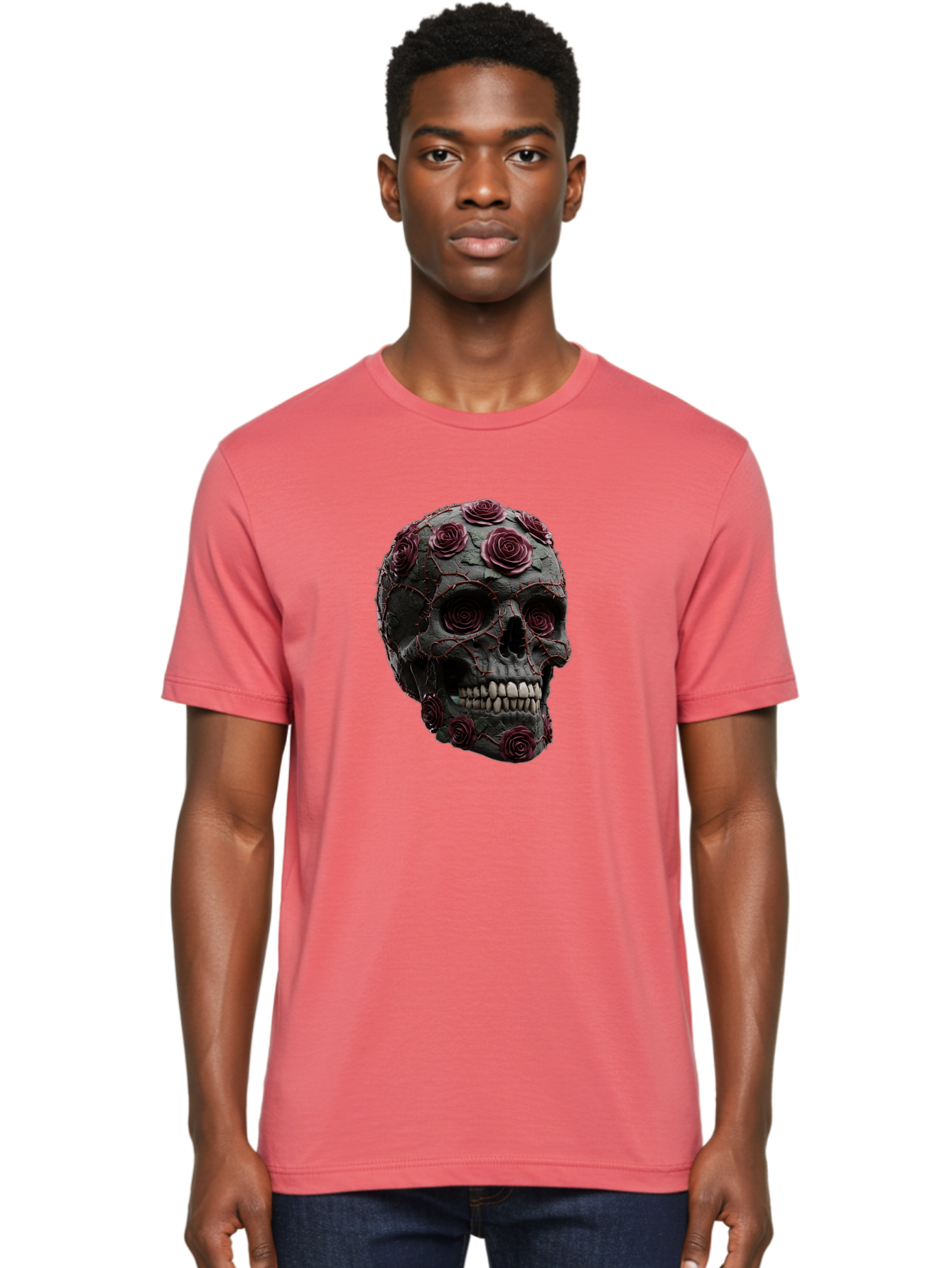 Black-Skull-With-Roses-3 Men'S Graphic Tee, 100% Cotton, Comfortable Casual Summer Wear, Machine Washable, Vintage Camera, Old Camera, Antique Camera, Black Camera, Classic Photography, Photography Equipment, Nostalgic Device, Film Camera, Bal826 27