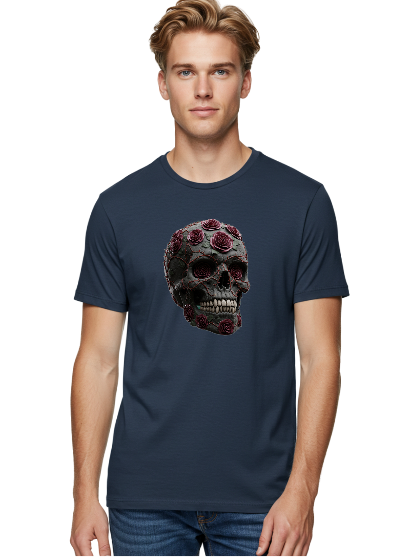 Black-Skull-With-Roses-3 Men'S Graphic Tee, 100% Cotton, Comfortable Casual Summer Wear, Machine Washable, Vintage Camera, Old Camera, Antique Camera, Black Camera, Classic Photography, Photography Equipment, Nostalgic Device, Film Camera, Bal826 17