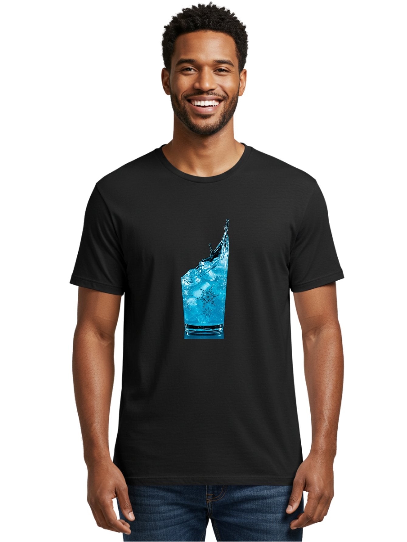 Blue-Drink-Splash Men'S Graphic Tee, 100% Cotton, Comfortable Casual Summer Wear, Machine Washable, Vintage Camera, Old Camera, Antique Camera, Black Camera, Classic Photography, Photography Equipment, Nostalgic Device, Film Camera, Camera Art Bal831 24