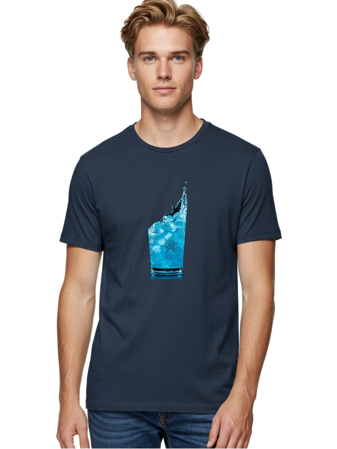 Blue-Drink-Splash Men'S Graphic Tee, 100% Cotton, Comfortable Casual Summer Wear, Machine Washable, Vintage Camera, Old Camera, Antique Camera, Black Camera, Classic Photography, Photography Equipment, Nostalgic Device, Film Camera, Camera Art Bal831 20