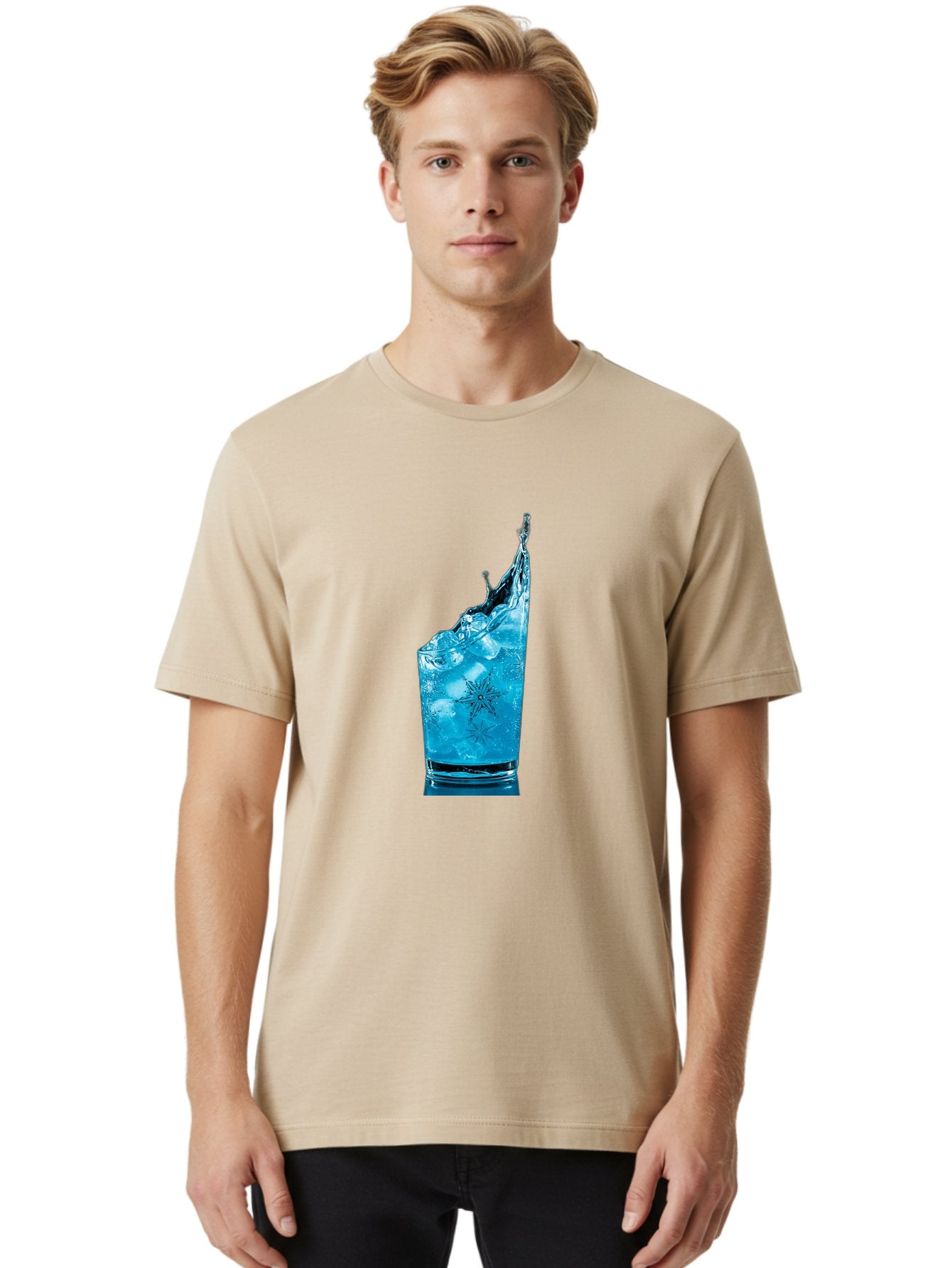 Blue-Drink-Splash Men'S Graphic Tee, 100% Cotton, Comfortable Casual Summer Wear, Machine Washable, Vintage Camera, Old Camera, Antique Camera, Black Camera, Classic Photography, Photography Equipment, Nostalgic Device, Film Camera, Camera Art Bal831 18