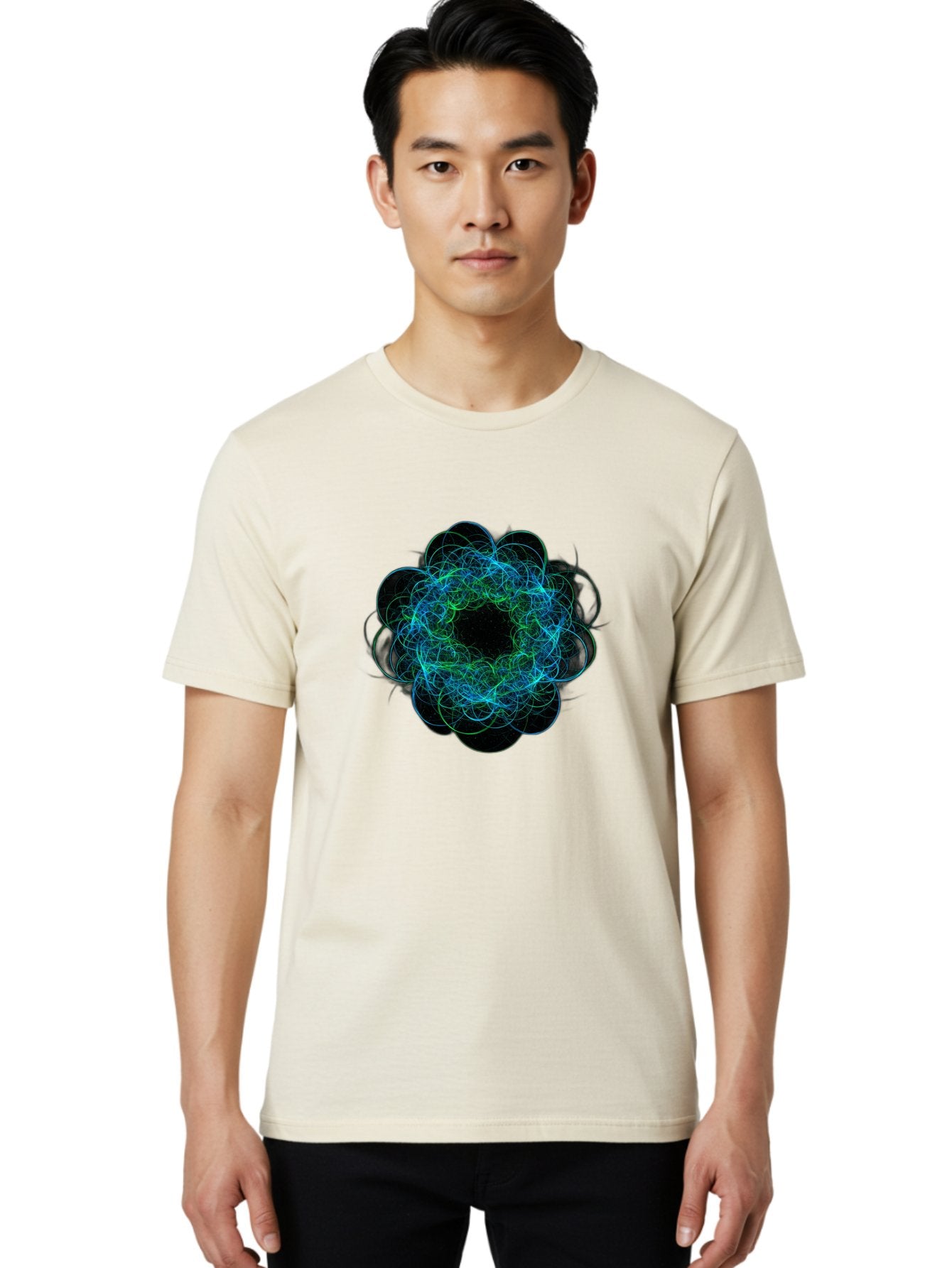 Blue-Swirling-Floral-Pattern Men'S Graphic Tee, 100% Cotton, Comfortable Casual Summer Wear, Machine Washable, Vintage Camera, Old Camera, Antique Camera, Black Camera, Classic Photography, Photography Equipment, Nostalgic Device, Film Camera, Bal835 25