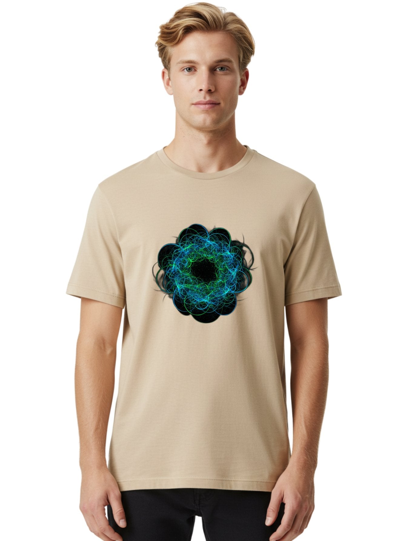 Blue-Swirling-Floral-Pattern Men'S Graphic Tee, 100% Cotton, Comfortable Casual Summer Wear, Machine Washable, Vintage Camera, Old Camera, Antique Camera, Black Camera, Classic Photography, Photography Equipment, Nostalgic Device, Film Camera, Bal835 16