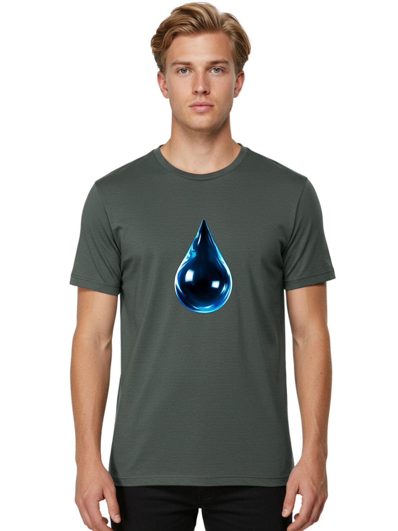 Blue-Water-Droplet Men'S Graphic Tee, 100% Cotton, Comfortable Casual Summer Wear, Machine Washable, Vintage Camera, Old Camera, Antique Camera, Black Camera, Classic Photography, Photography Equipment, Nostalgic Device, Film Camera, Bal836 20