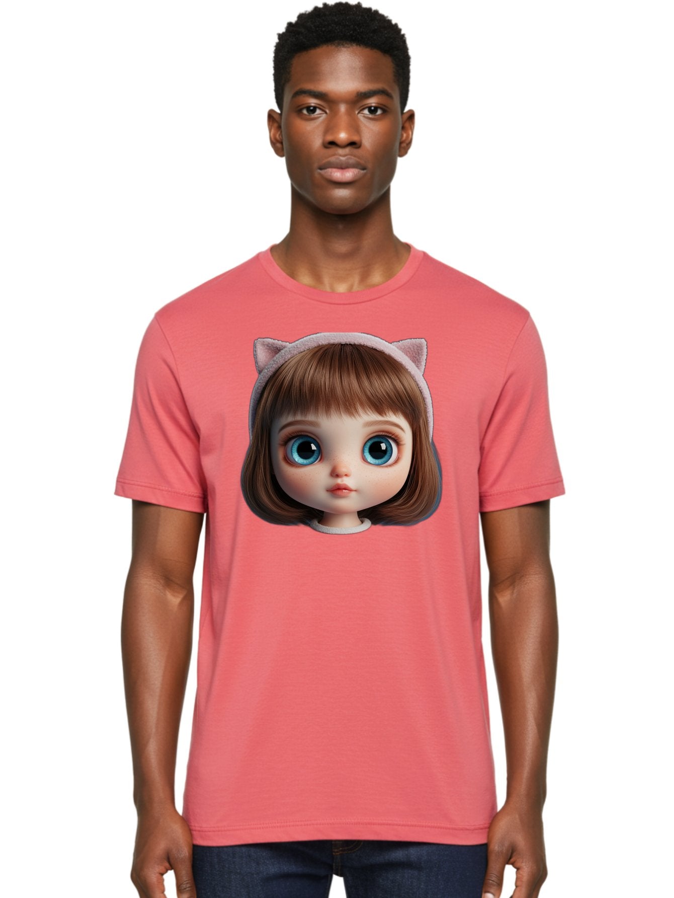 Blythe-Doll-4 Men'S Graphic Tee, 100% Cotton, Comfortable Casual Summer Wear, Machine Washable, Vintage Camera, Old Camera, Antique Camera, Black Camera, Classic Photography, Photography Equipment, Nostalgic Device, Film Camera, Camera Art Bal840 30