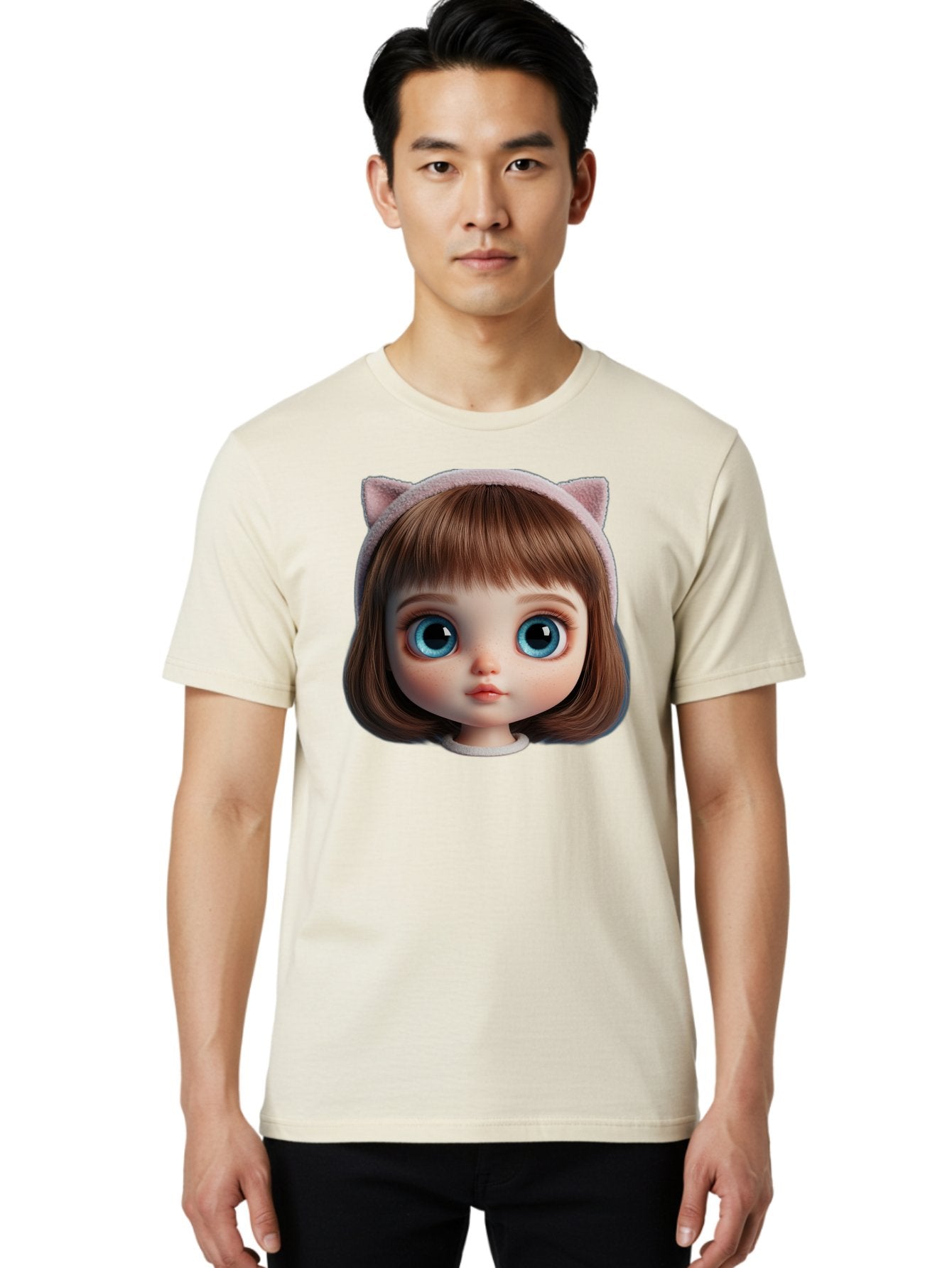 Blythe-Doll-4 Men'S Graphic Tee, 100% Cotton, Comfortable Casual Summer Wear, Machine Washable, Vintage Camera, Old Camera, Antique Camera, Black Camera, Classic Photography, Photography Equipment, Nostalgic Device, Film Camera, Camera Art Bal840 19