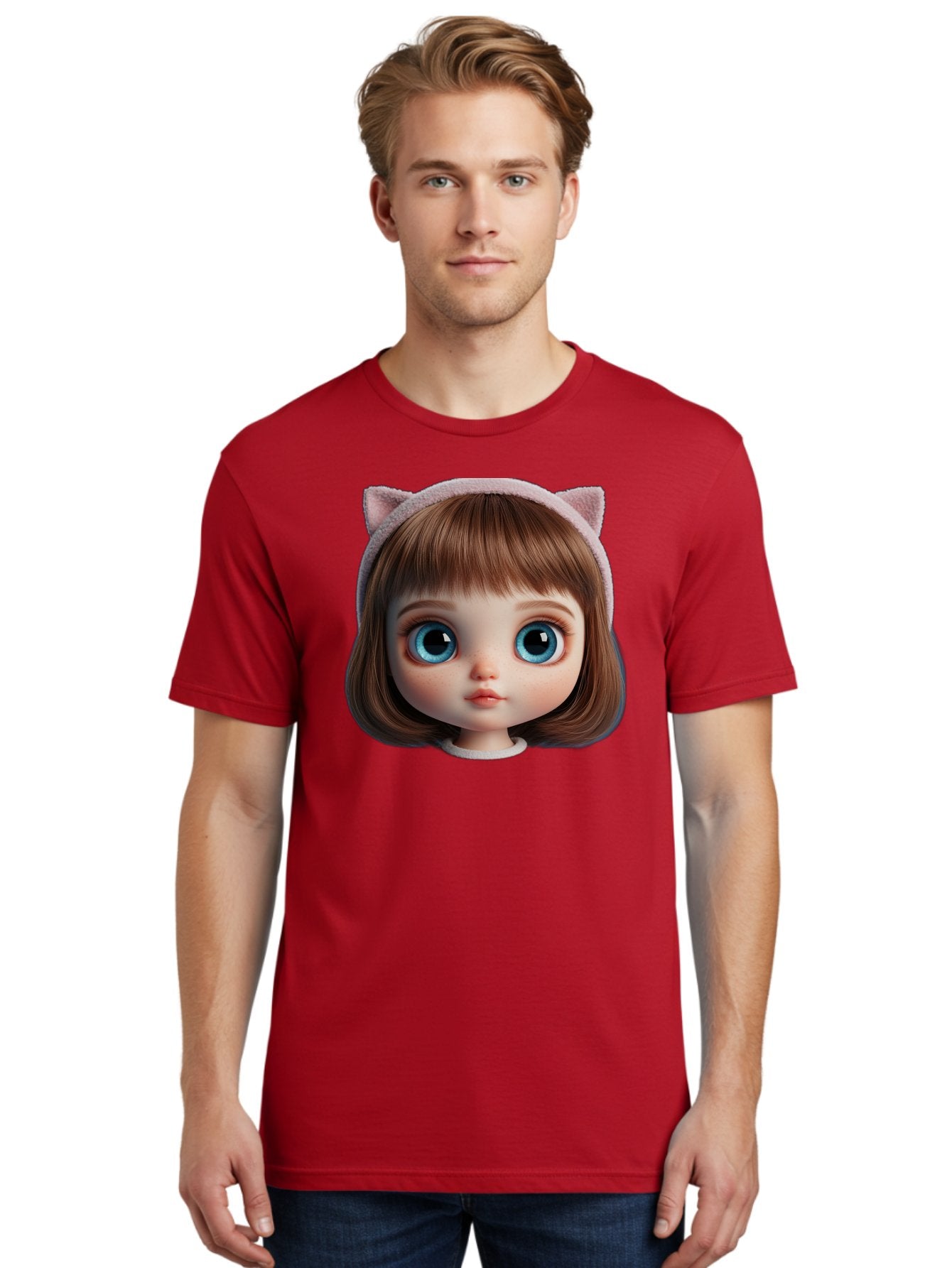 Blythe-Doll-4 Men'S Graphic Tee, 100% Cotton, Comfortable Casual Summer Wear, Machine Washable, Vintage Camera, Old Camera, Antique Camera, Black Camera, Classic Photography, Photography Equipment, Nostalgic Device, Film Camera, Camera Art Bal840 25