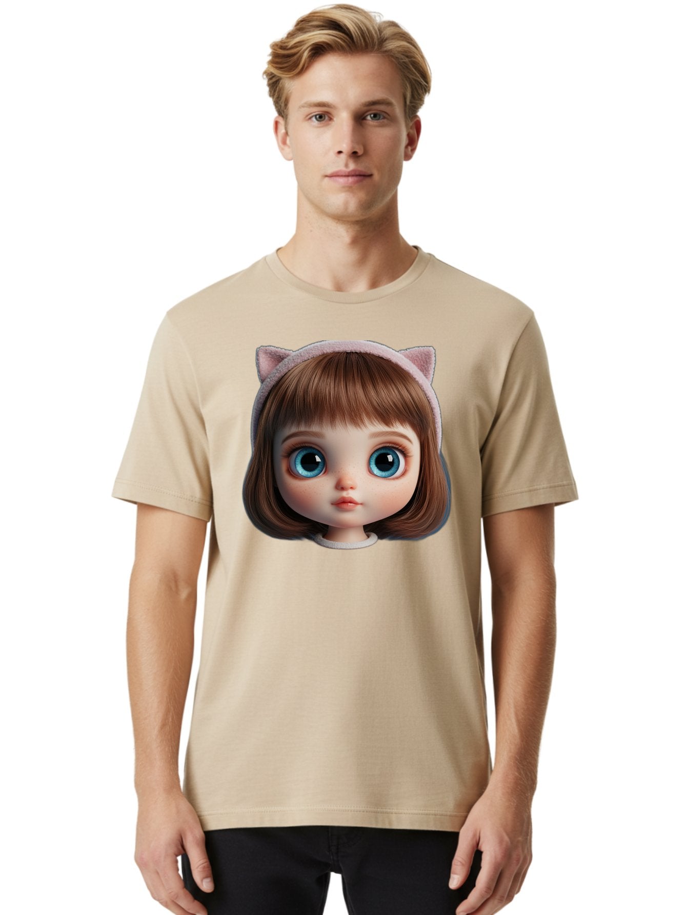 Blythe-Doll-4 Men'S Graphic Tee, 100% Cotton, Comfortable Casual Summer Wear, Machine Washable, Vintage Camera, Old Camera, Antique Camera, Black Camera, Classic Photography, Photography Equipment, Nostalgic Device, Film Camera, Camera Art Bal840 16