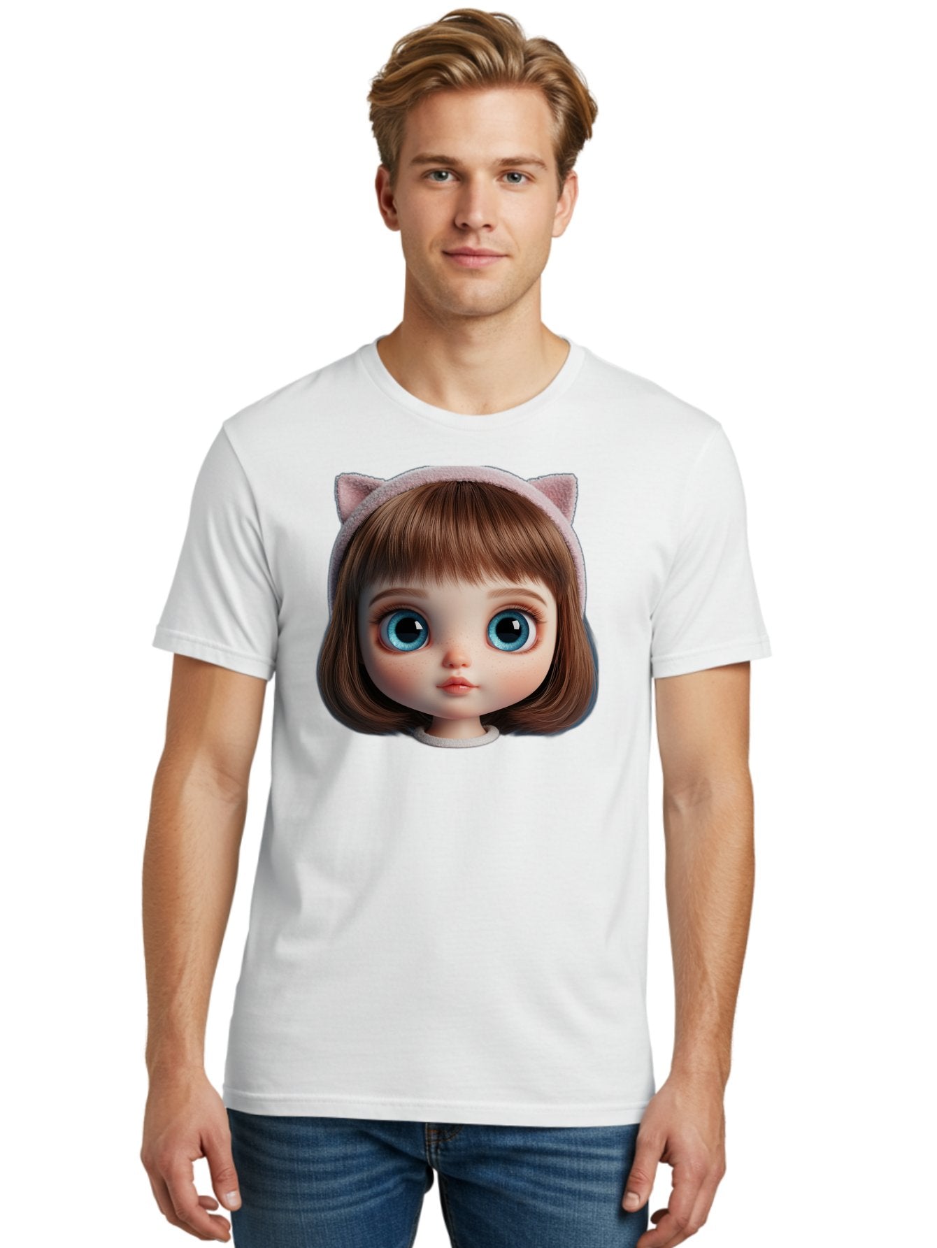 Blythe-Doll-4 Men'S Graphic Tee, 100% Cotton, Comfortable Casual Summer Wear, Machine Washable, Vintage Camera, Old Camera, Antique Camera, Black Camera, Classic Photography, Photography Equipment, Nostalgic Device, Film Camera, Camera Art Bal840 26