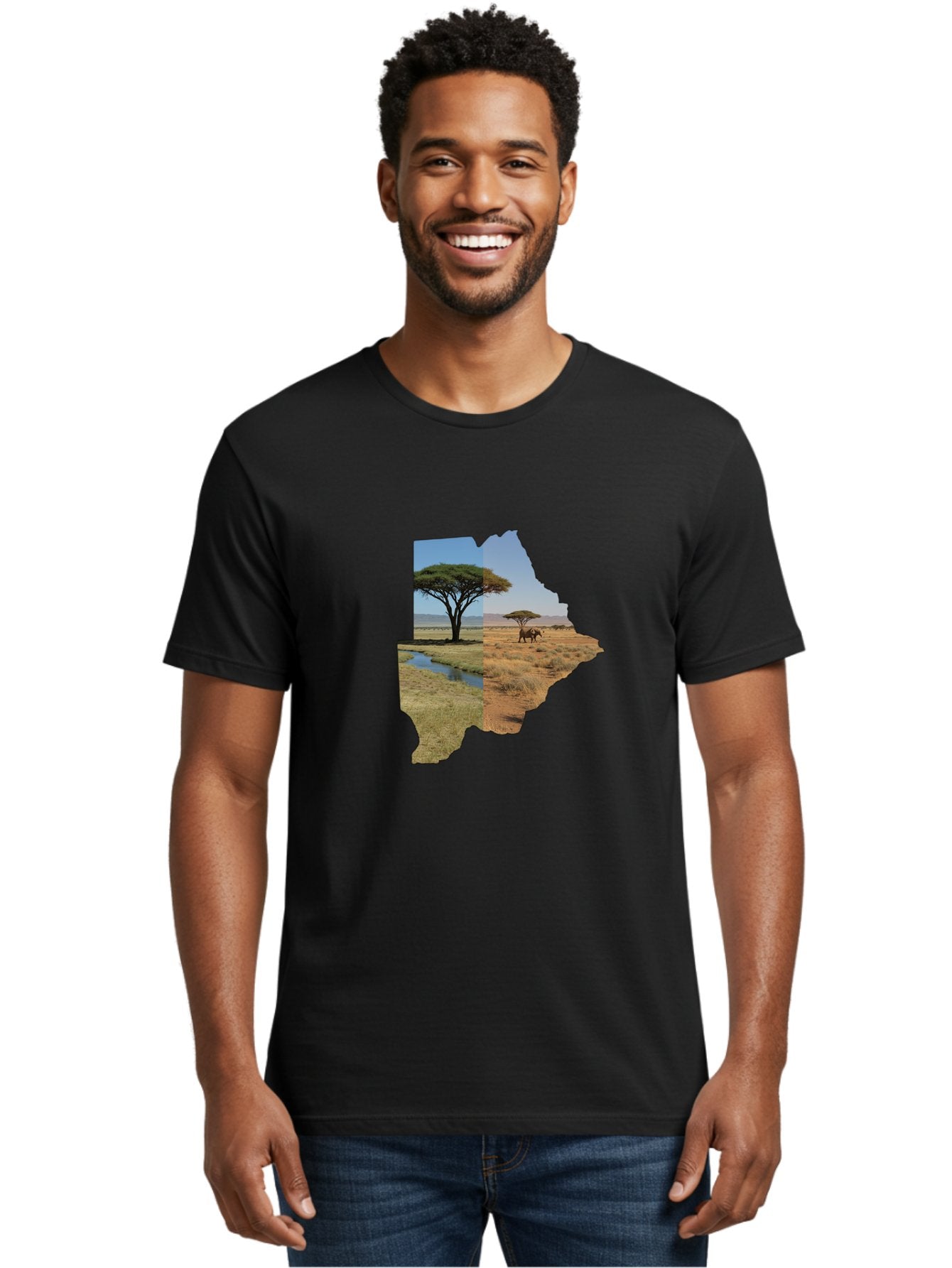 Botswana-Landscape Men'S Graphic Tee, 100% Cotton, Comfortable Casual Summer Wear, Machine Washable, Vintage Camera, Old Camera, Antique Camera, Black Camera, Classic Photography, Photography Equipment, Nostalgic Device, Film Camera, Bal856 19