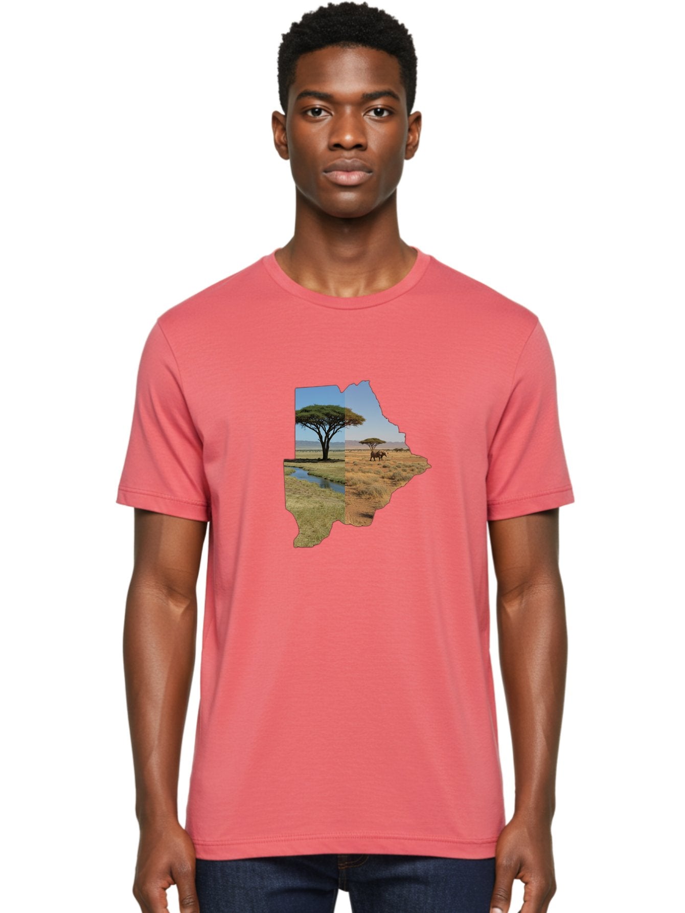 Botswana-Landscape Men'S Graphic Tee, 100% Cotton, Comfortable Casual Summer Wear, Machine Washable, Vintage Camera, Old Camera, Antique Camera, Black Camera, Classic Photography, Photography Equipment, Nostalgic Device, Film Camera, Bal856 21