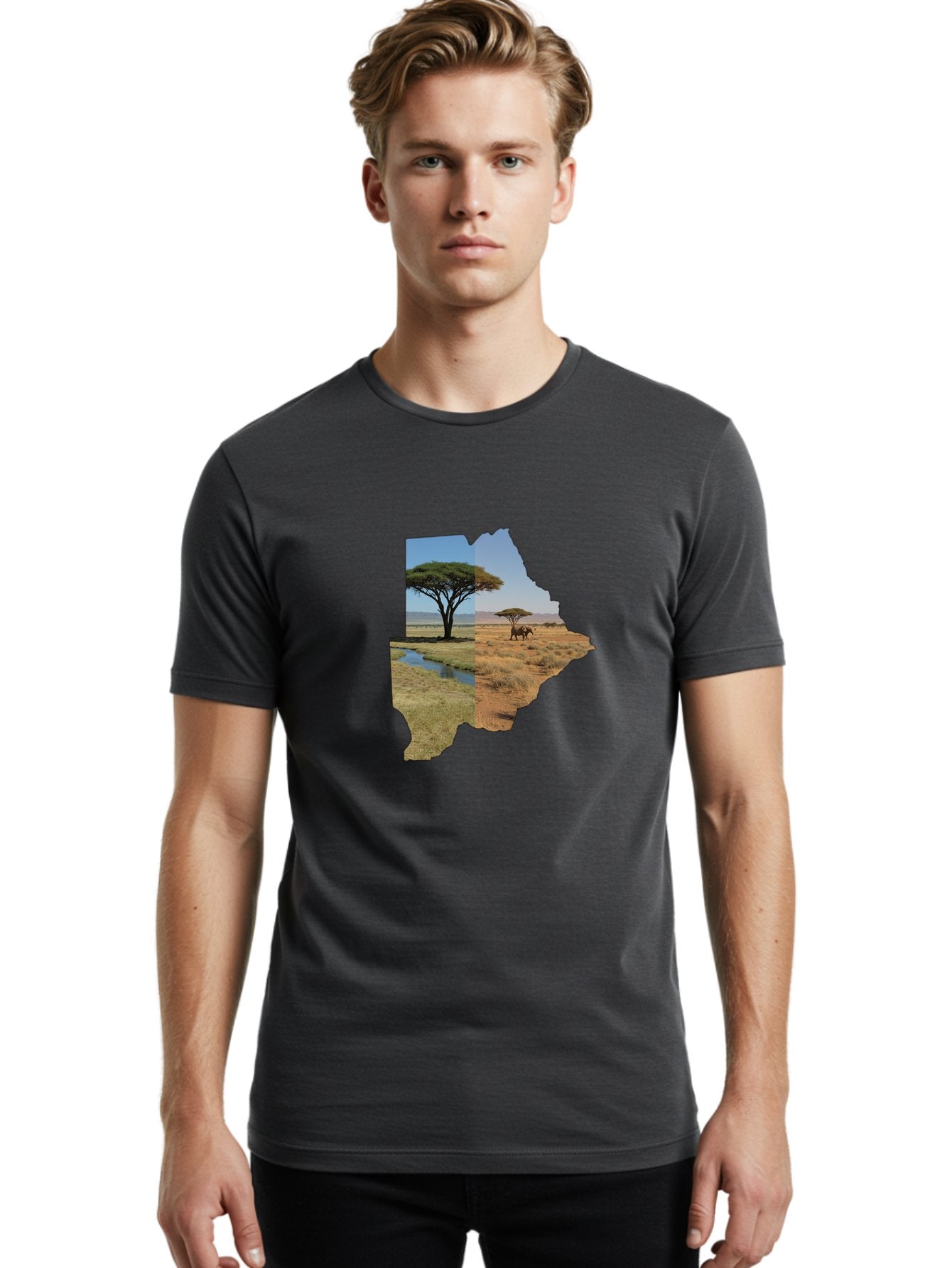 Botswana-Landscape Men'S Graphic Tee, 100% Cotton, Comfortable Casual Summer Wear, Machine Washable, Vintage Camera, Old Camera, Antique Camera, Black Camera, Classic Photography, Photography Equipment, Nostalgic Device, Film Camera, Bal856 27