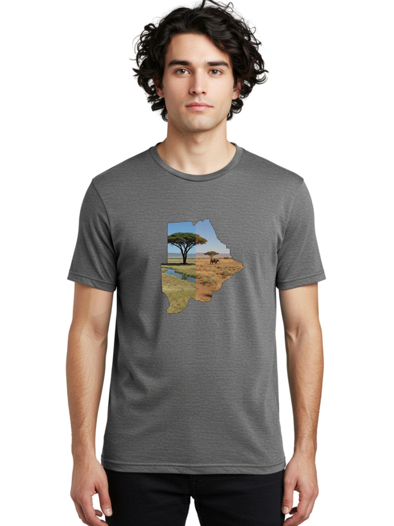 Botswana-Landscape Men'S Graphic Tee, 100% Cotton, Comfortable Casual Summer Wear, Machine Washable, Vintage Camera, Old Camera, Antique Camera, Black Camera, Classic Photography, Photography Equipment, Nostalgic Device, Film Camera, Bal856 25