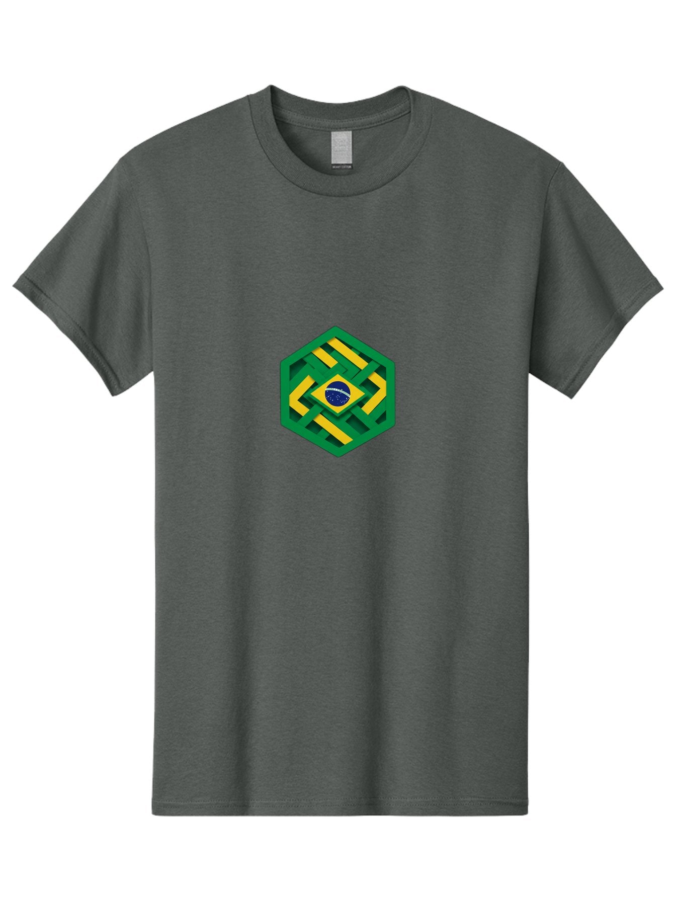 Brazil-Flag-Hexagon Men'S Graphic Tee, 100% Cotton, Comfortable Casual Summer Wear, Machine Washable, Vintage Camera, Old Camera, Antique Camera, Black Camera, Classic Photography, Photography Equipment, Nostalgic Device, Film Camera, Bal877 9