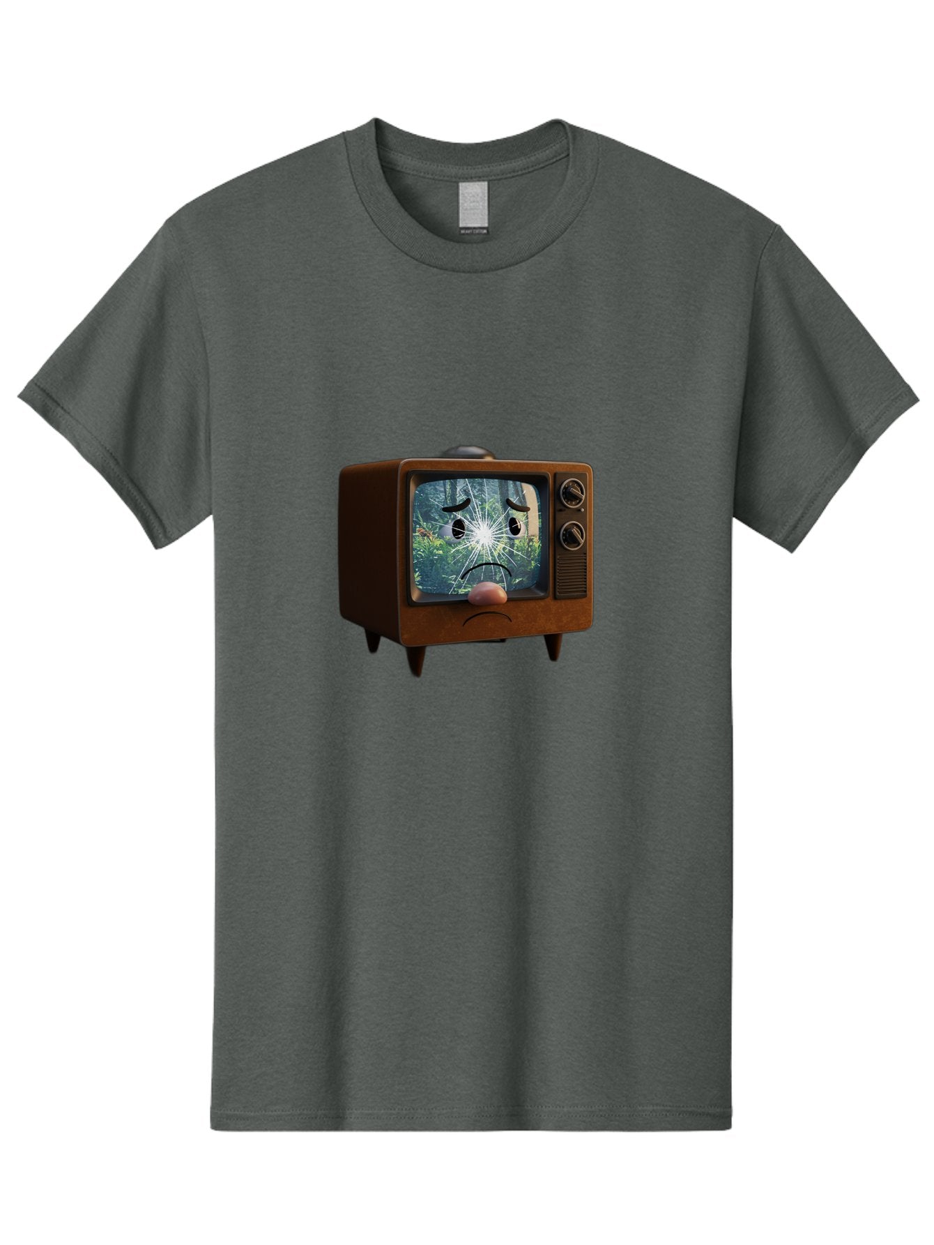 Broken-Tv-With-Frowning-Face Men'S Graphic Tee, 100% Cotton, Comfortable Casual Summer Wear, Machine Washable, Vintage Camera, Old Camera, Antique Camera, Black Camera, Classic Photography, Photography Equipment, Nostalgic Device, Film Camera, Bal882