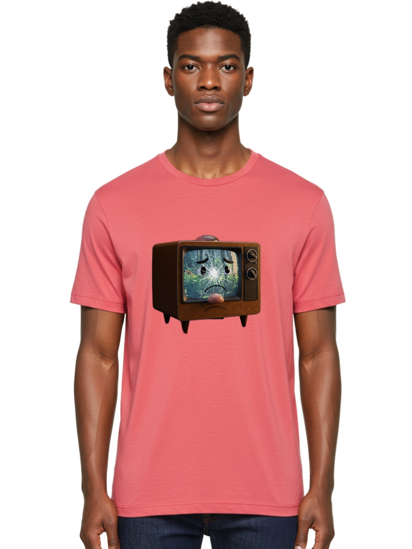 Broken-Tv-With-Frowning-Face Men'S Graphic Tee, 100% Cotton, Comfortable Casual Summer Wear, Machine Washable, Vintage Camera, Old Camera, Antique Camera, Black Camera, Classic Photography, Photography Equipment, Nostalgic Device, Film Camera, Bal882 22