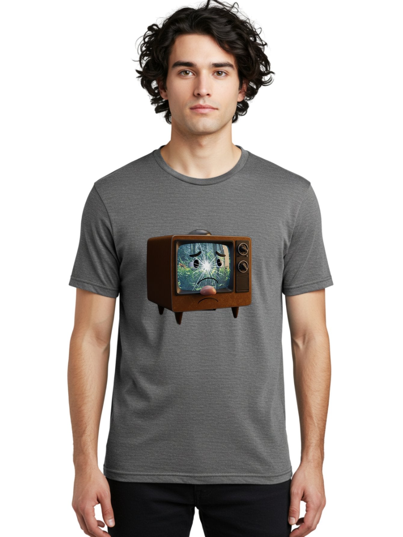 Broken-Tv-With-Frowning-Face Men'S Graphic Tee, 100% Cotton, Comfortable Casual Summer Wear, Machine Washable, Vintage Camera, Old Camera, Antique Camera, Black Camera, Classic Photography, Photography Equipment, Nostalgic Device, Film Camera, Bal882 27