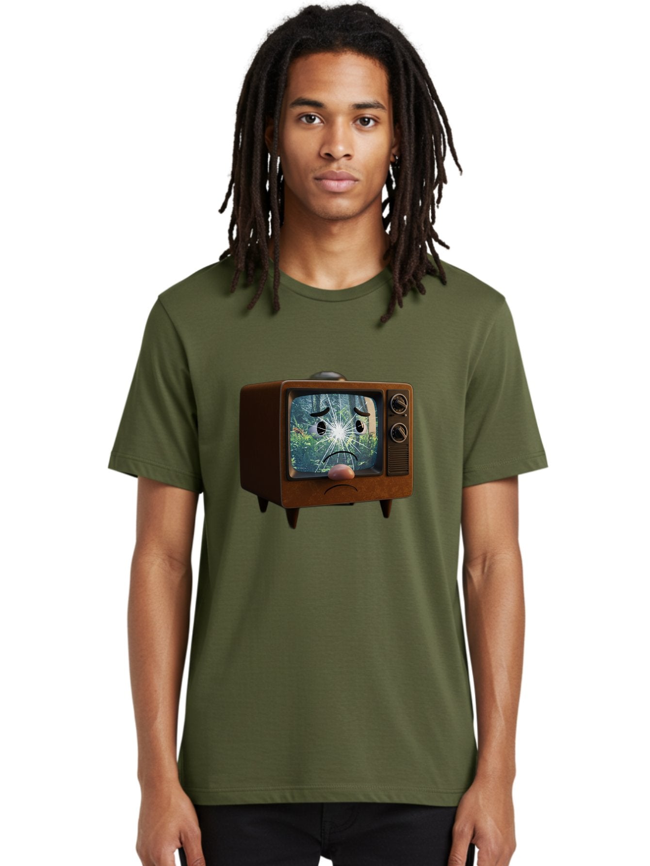 Broken-Tv-With-Frowning-Face Men'S Graphic Tee, 100% Cotton, Comfortable Casual Summer Wear, Machine Washable, Vintage Camera, Old Camera, Antique Camera, Black Camera, Classic Photography, Photography Equipment, Nostalgic Device, Film Camera, Bal882 23