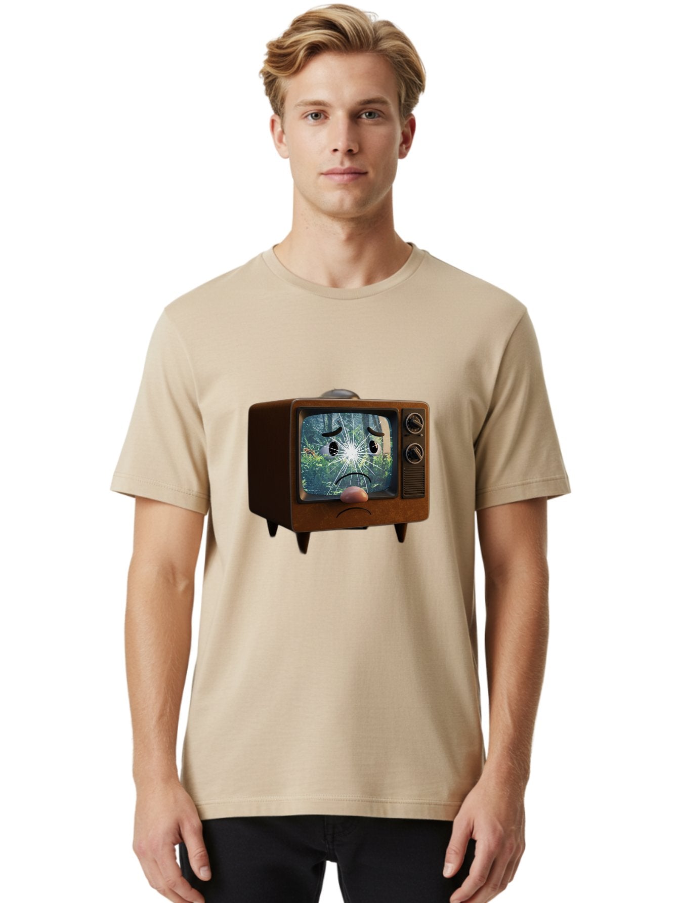 Broken-Tv-With-Frowning-Face Men'S Graphic Tee, 100% Cotton, Comfortable Casual Summer Wear, Machine Washable, Vintage Camera, Old Camera, Antique Camera, Black Camera, Classic Photography, Photography Equipment, Nostalgic Device, Film Camera, Bal882 28