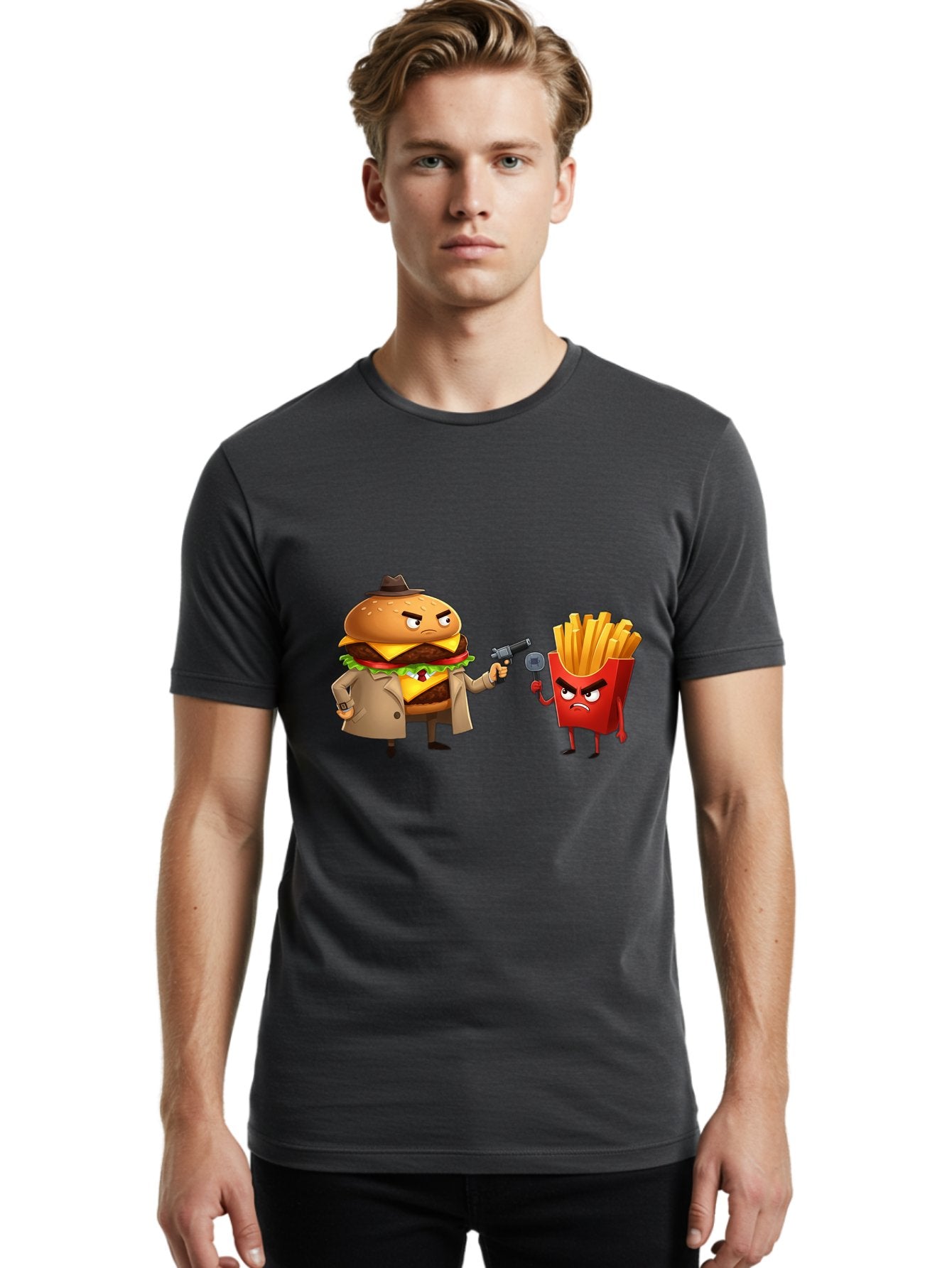Burger-Vs-Fries Men'S Graphic Tee, 100% Cotton, Comfortable Casual Summer Wear, Machine Washable, Vintage Camera, Old Camera, Antique Camera, Black Camera, Classic Photography, Photography Equipment, Nostalgic Device, Film Camera, Camera Art Bal900 30