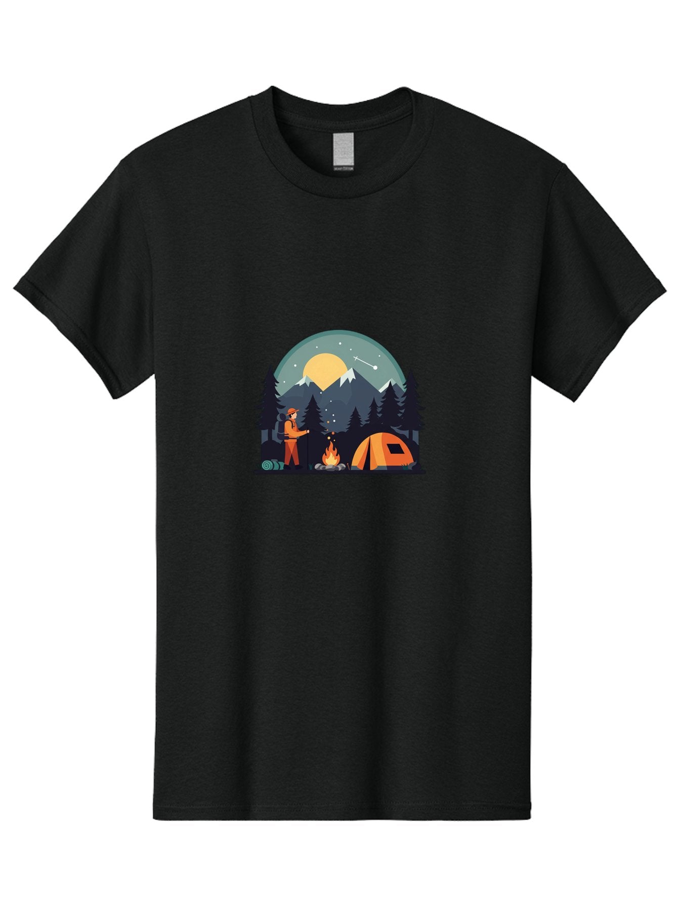 Camping-Under-The-Stars Men'S Graphic Tee, 100% Cotton, Comfortable Casual Summer Wear, Machine Washable, Vintage Camera, Old Camera, Antique Camera, Black Camera, Classic Photography, Photography Equipment, Nostalgic Device, Film Camera, Bal934 9