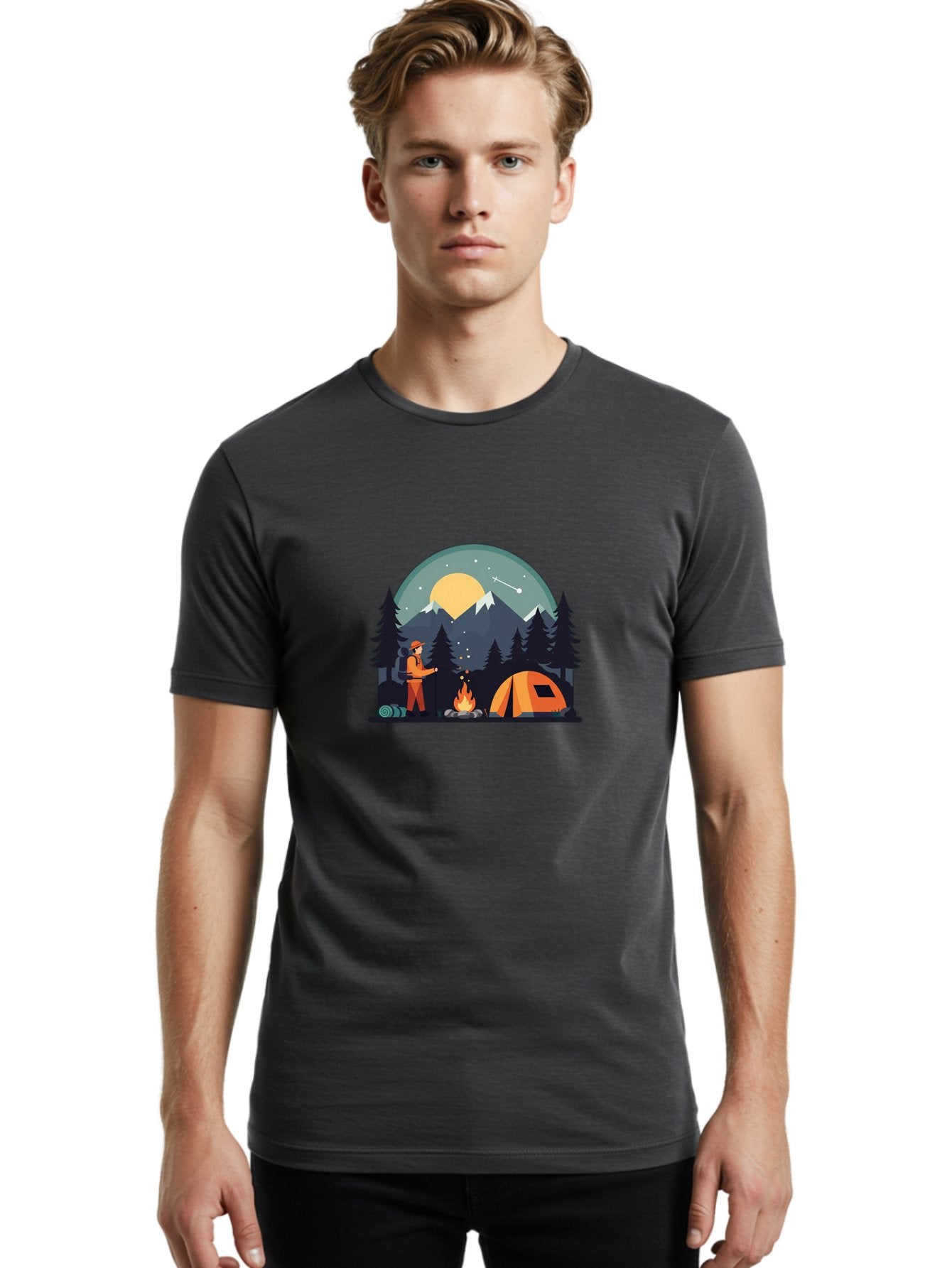 Camping-Under-The-Stars Men'S Graphic Tee, 100% Cotton, Comfortable Casual Summer Wear, Machine Washable, Vintage Camera, Old Camera, Antique Camera, Black Camera, Classic Photography, Photography Equipment, Nostalgic Device, Film Camera, Bal934 27