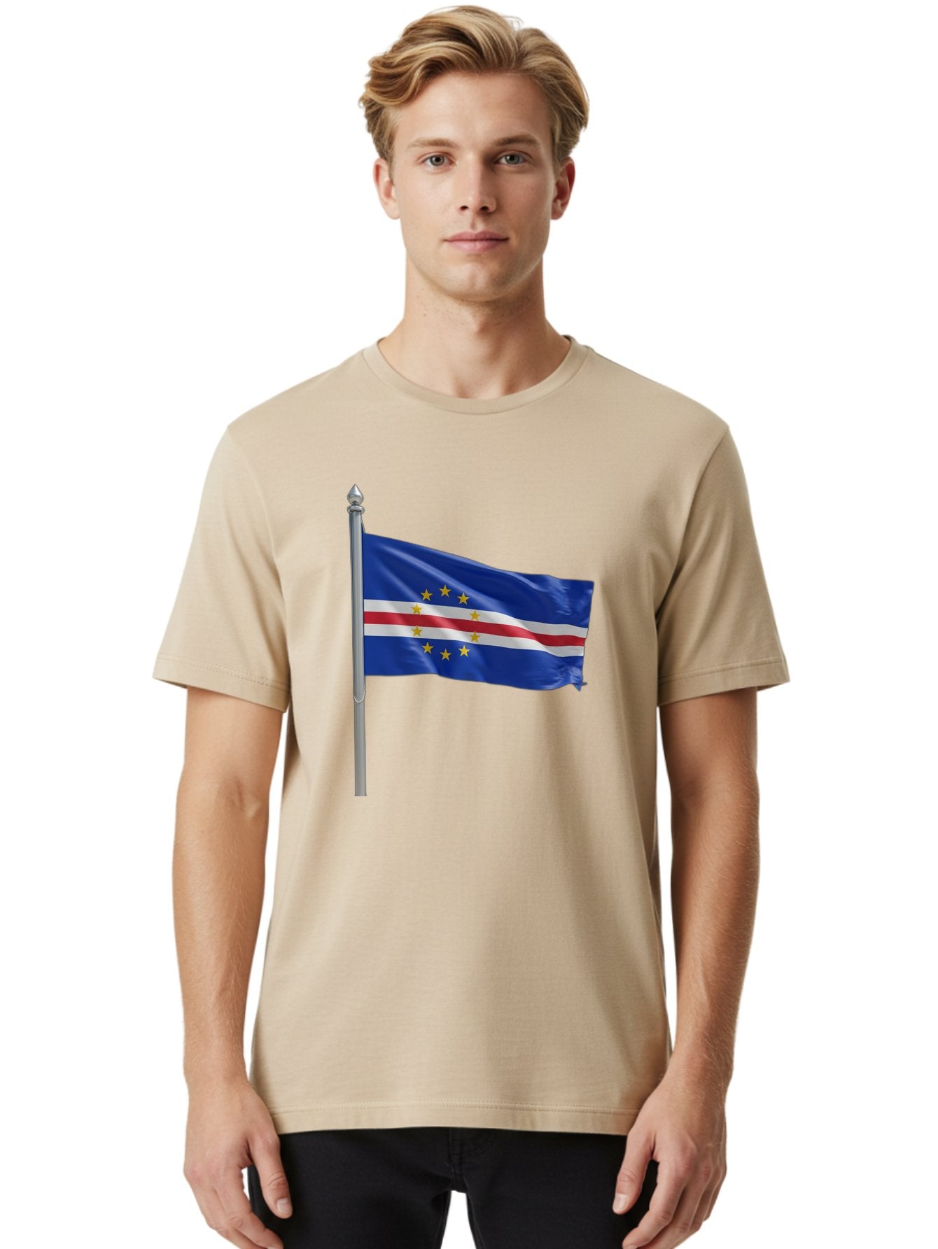 Cape-Verde-Flag Men'S Graphic Tee, 100% Cotton, Comfortable Casual Summer Wear, Machine Washable, Vintage Camera, Old Camera, Antique Camera, Black Camera, Classic Photography, Photography Equipment, Nostalgic Device, Film Camera, Camera Art Bal941 17